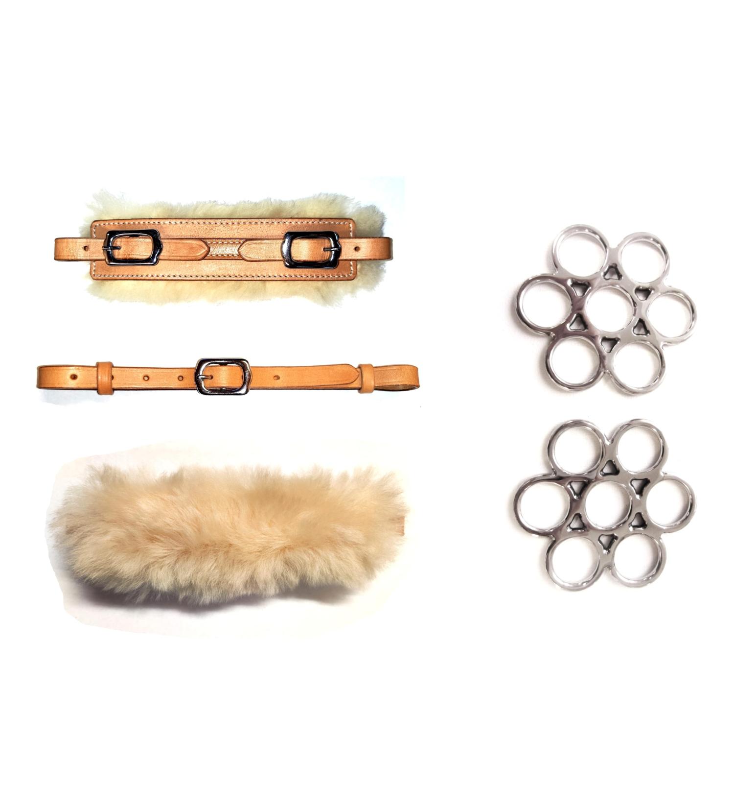 PS Horse Article Set - Bitless Bridle with Flower Silver Design | Real Sheepskin & Silver Fittings | International Shipping Available - Buy Online on GoSupps.com