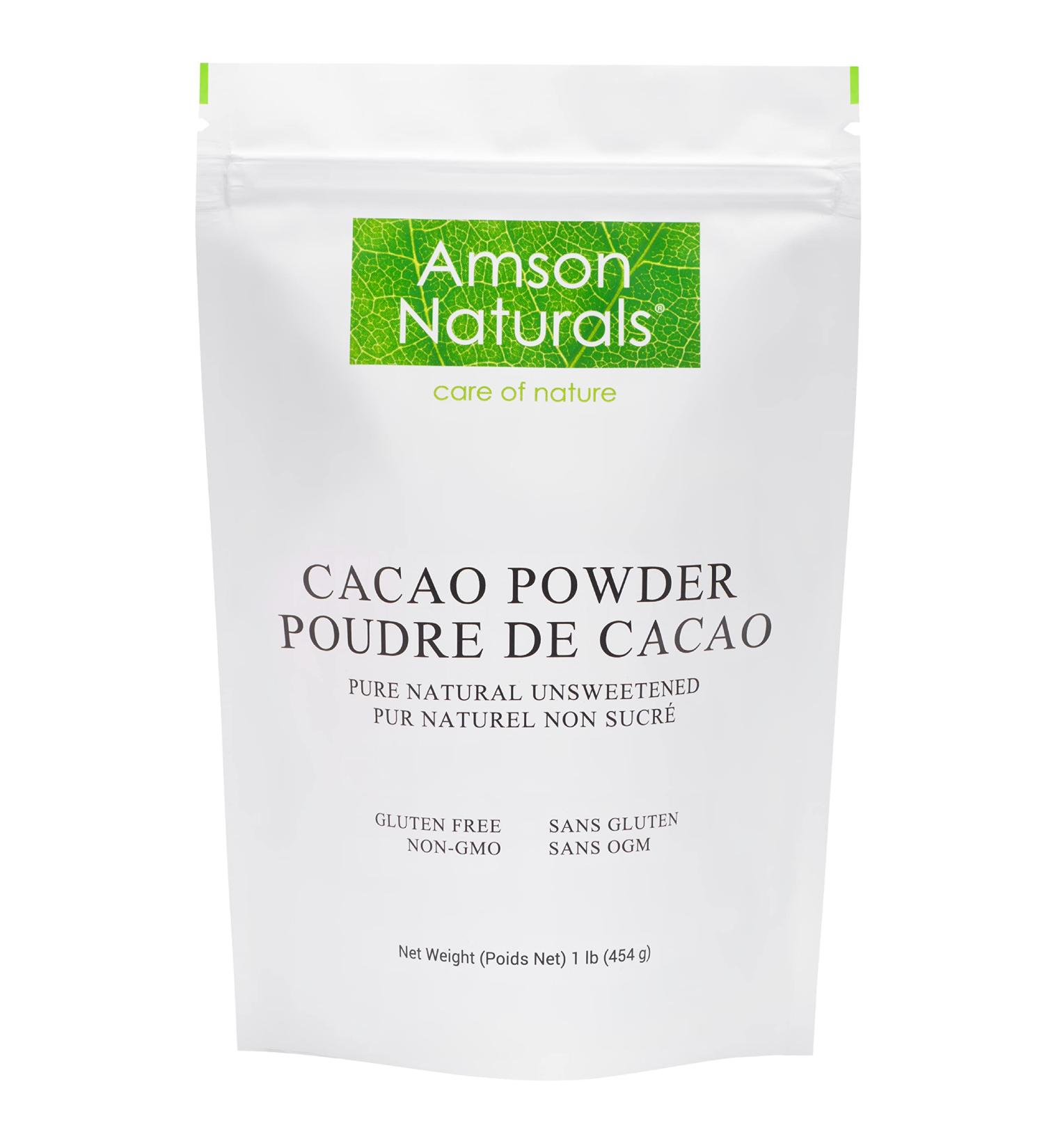 Cacao Powder 1lb/454g by Amson Naturals Natural Unsweetened Non-GMO Vegan Gluten Free -Use it in Beverages Baking Meals Desserts and DIY Recipe 454 g (Pack of 1) - Buy Online on GoSupps.com
