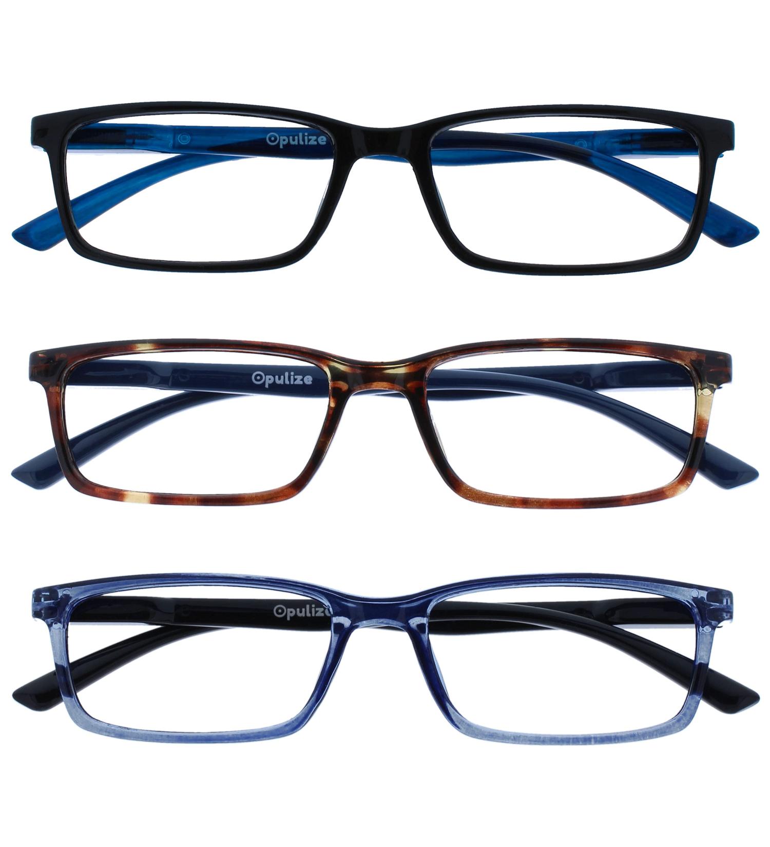 Opulize Blue Light Filter Glasses for Sleep & Gaming - Narrow Frame Spring Hinges +3.50 Diopters in Black/Brown/Blue - Buy Online on GoSupps.com