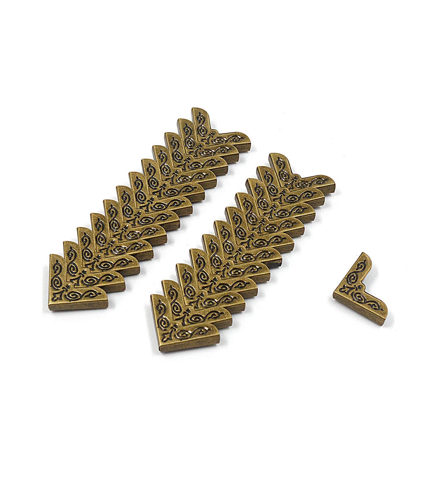 Geesatis 30 PCS Green Bronze Book Corner Protector Album Notebook Corner Cover Pads Scrapbook Cover Corner  Iron  1.1 X 0.8