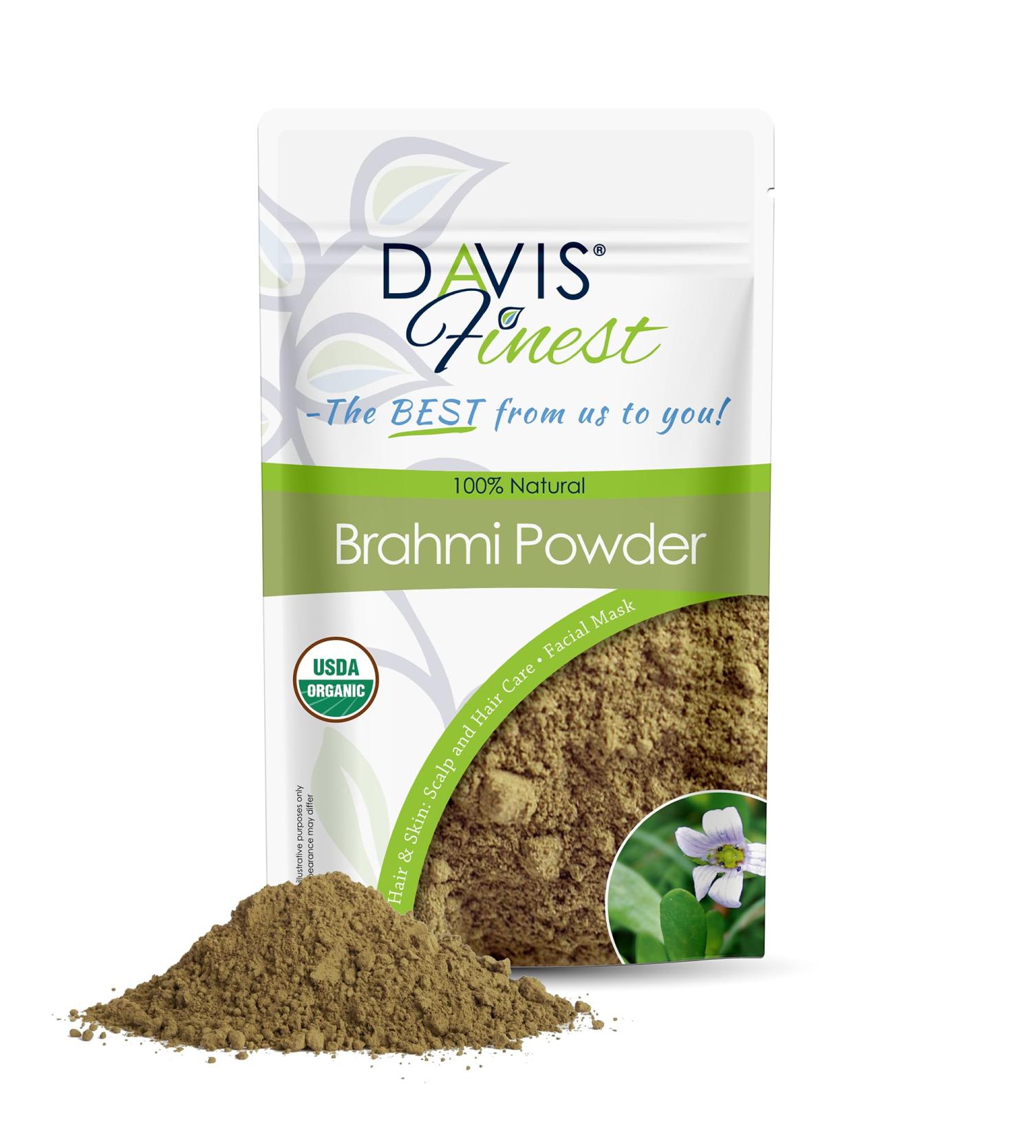 Davis Finest Organic Brahmi Powder 250g Ayurvedic Hair Growth Dry Scalp Damaged Thinning Hair Reduce Split Ends Hair Fall & Hair Breakage - Buy Online on GoSupps.com