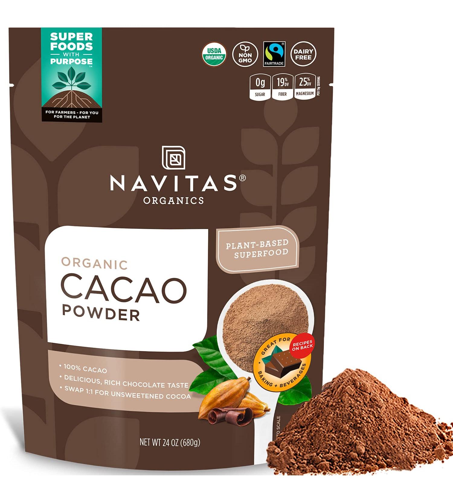 Navitas Organics Organic Cacao Powder - 24 oz (680 g) | Premium Superfood for Baking & Smoothies - Buy Online on GoSupps.com