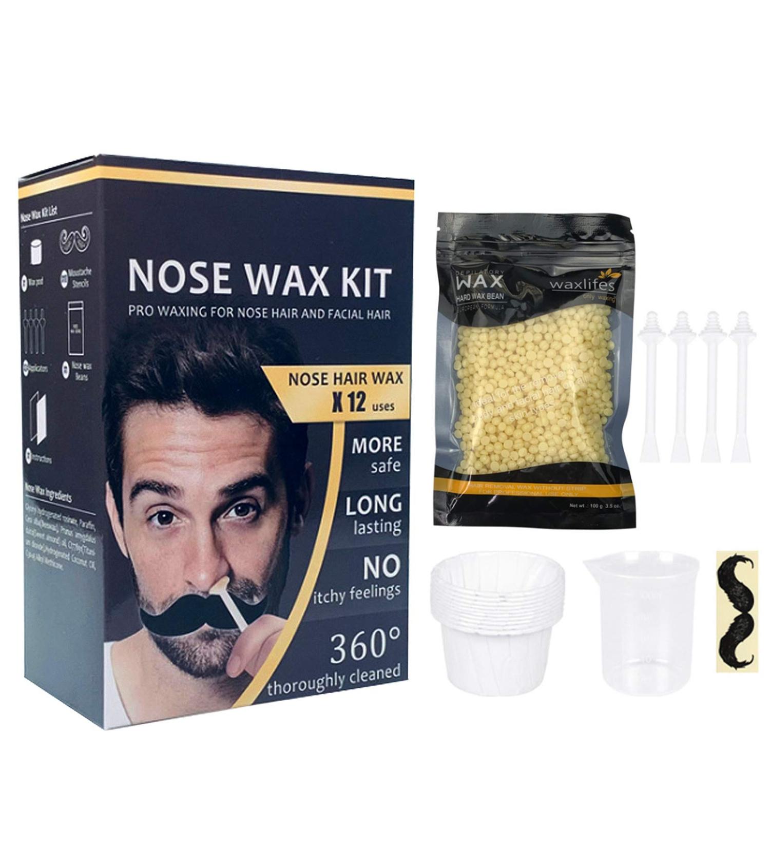 Anself Nose Hair Removal Wax Kit - Effective Nose Wax Set with Application Pens & Moustache Stickers for Smooth Hair Removal - Buy Online on GoSupps.com