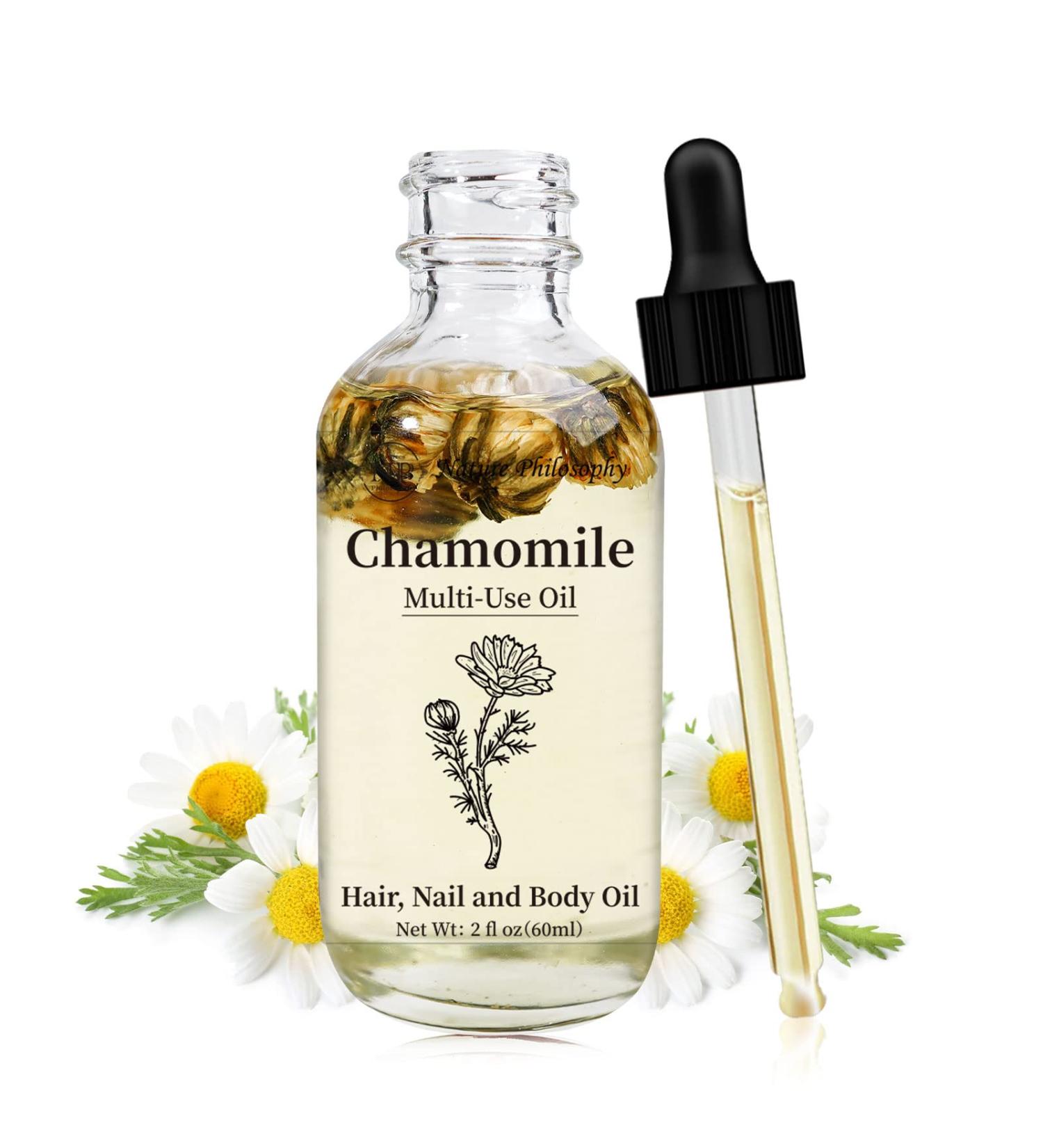NP NATURES PHILOSOPHY Chamomile Multi-Use Oil - 2 Fl Oz | Organic Essential Oil for Face, Body, Hair | Dry Skin, Scalp, Nails - Buy Online on GoSupps.com