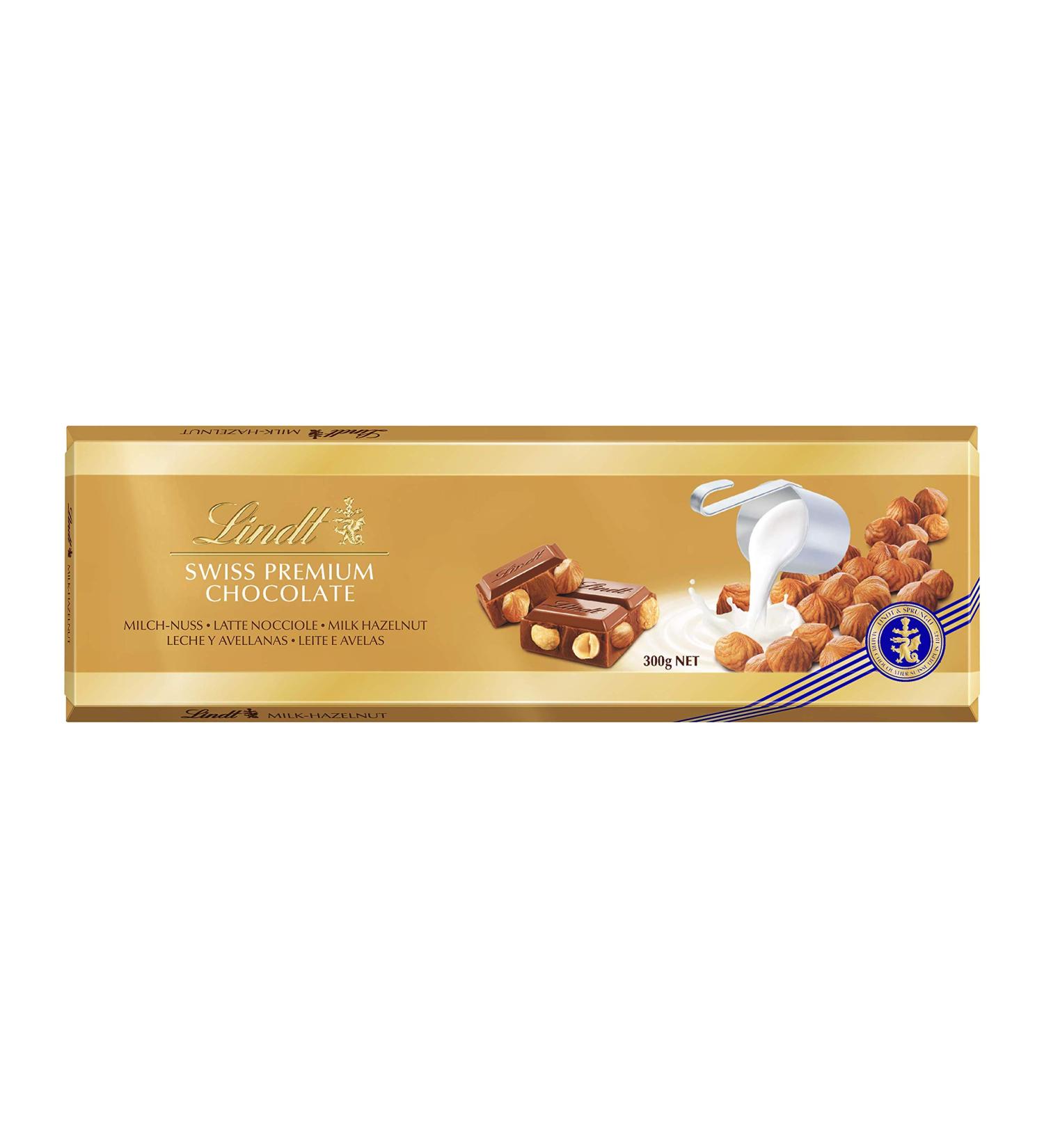 Lindt - Swiss Premium Chocolate Bar - Milk Chocolate Hazelnuts - 300G - Pack of 2 - Buy Online on GoSupps.com