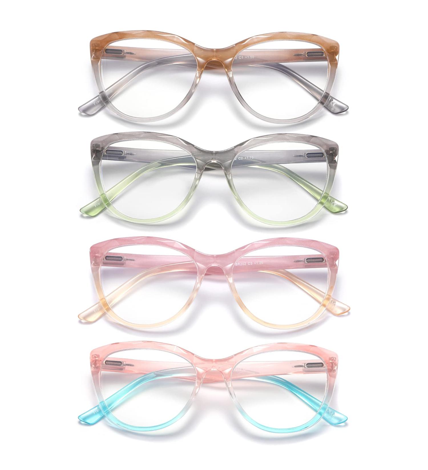 Olipunt 4 Pack Blue Light Blocking Reading Glasses for Women +1.75 - Cat Eye Computer Readers with Anti Glare UV Protection and Spring Hinge - Buy Online on GoSupps.com