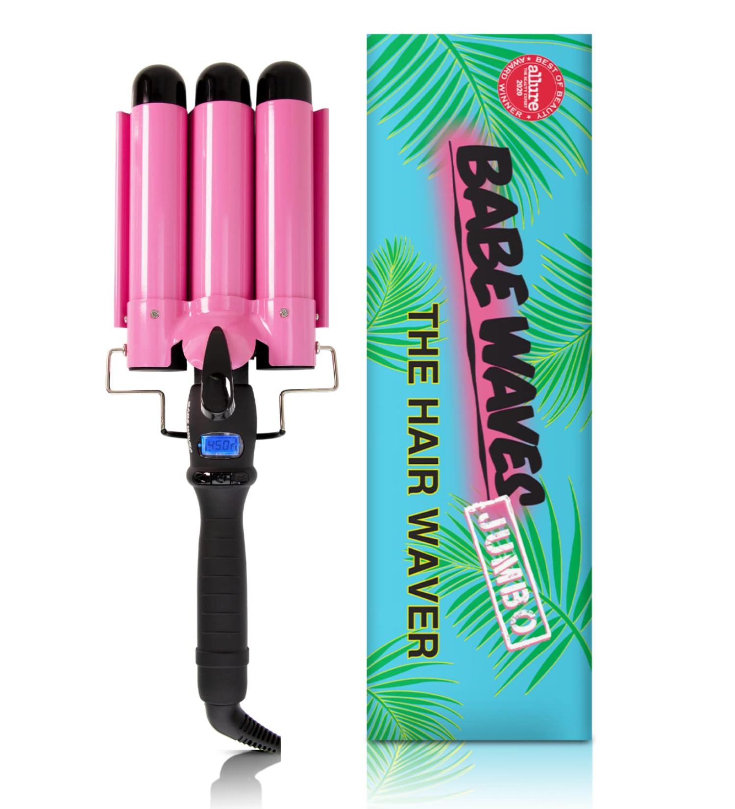 Beauty Babe Waves 3 Barrel Curling Iron Hair Waver 1.25 Inch - Pink Jumbo Ceramic Wand for Perfect Beach Waves - Buy Online on GoSupps.com