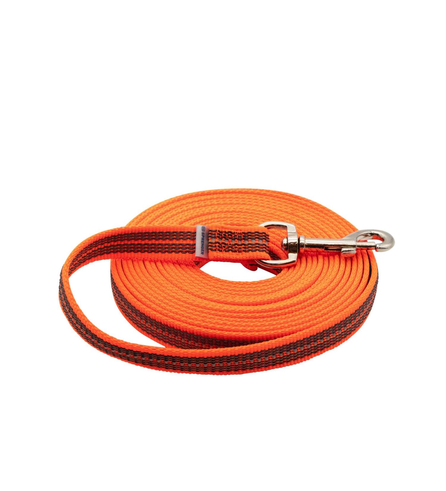 Rubberized tracking leash without hand loop - neon orange 10 m 10 m neon orange