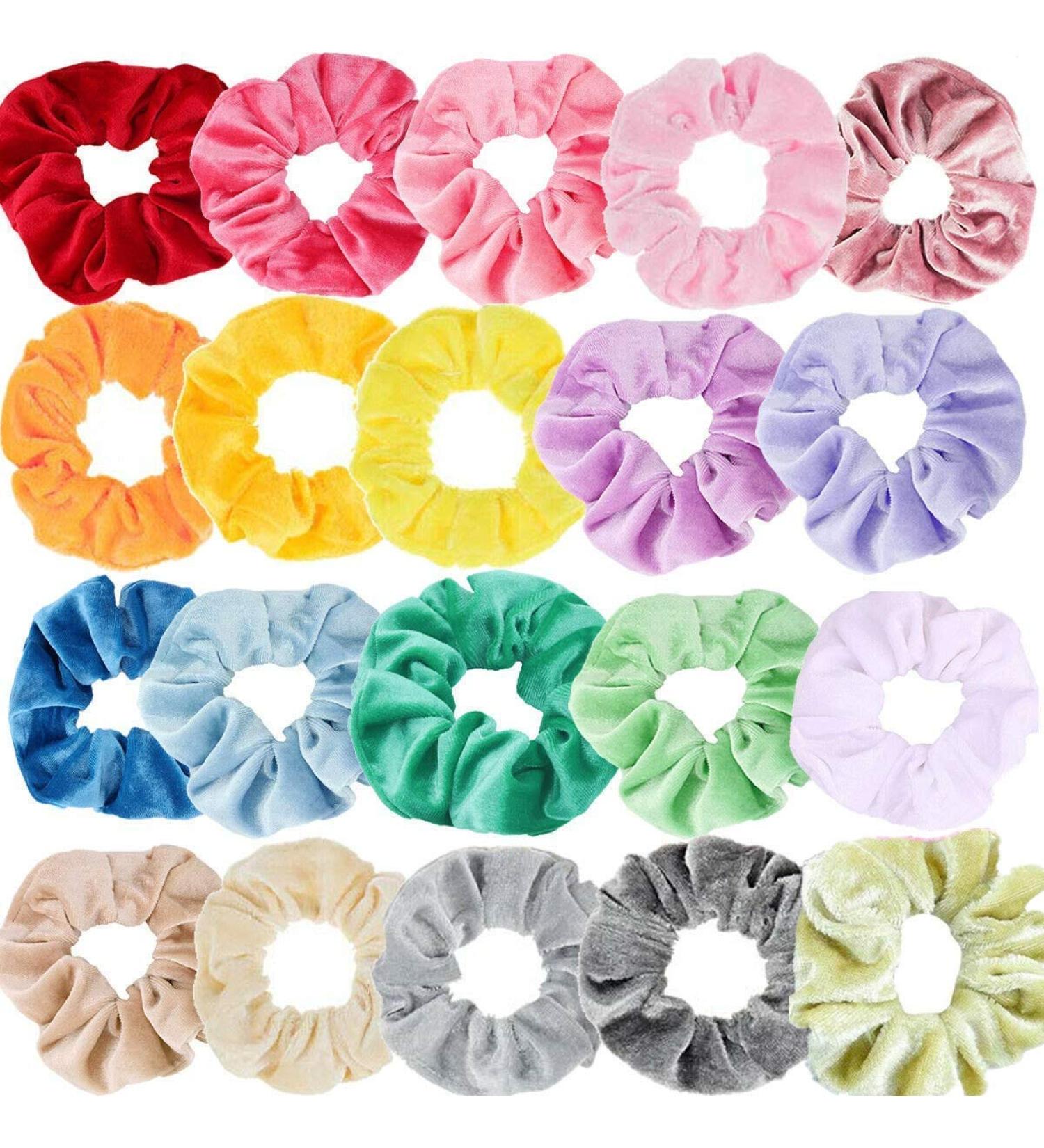 Velvet Hair Ties - 20 Pack Elastic Hair Bands Scrunchies for Women Girls & Children - Colorful Hair Accessories - Buy Online on GoSupps.com