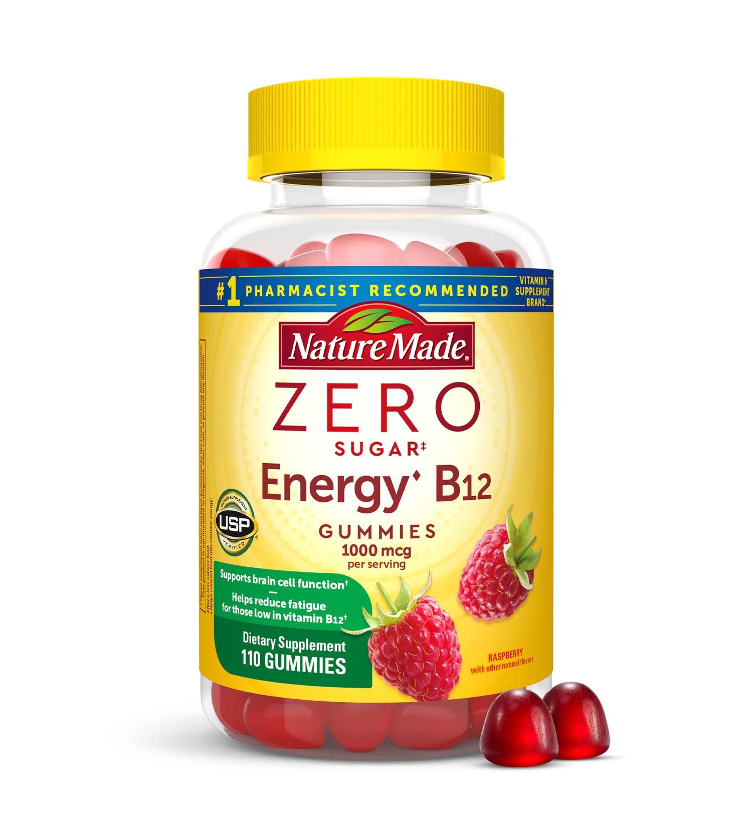 Nature Made Zero Sugar Energy Vitamin B12 Gummies 1000 mcg per Serving B12 Vitamin Energy Metabolism Support Aspartame Free 110 Sugar Free Gummies 55 Day Supply 110 Count (Pack of 1) - Buy Online on GoSupps.com