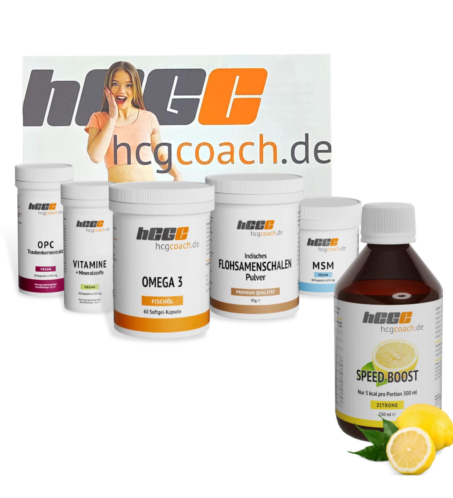 HCGC Original Basic Package - 30 Days Nutritional Supplements 21-Day Metabolic Cure + 9 Free Days Sugar-Free Speedboost Syrup (Lemon) - International Shipping Available - Buy Online on GoSupps.com