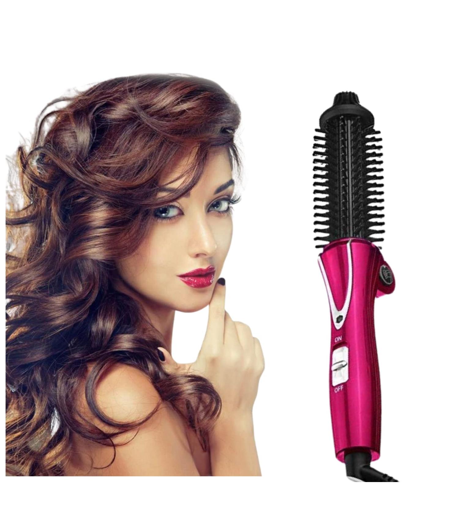 Mini Collapsible Hair Curler: Tangle-Free Dual Voltage Curling Iron Brush & Volumizer Tourmaline Ceramic Ionic Hot Brush - Travel-Friendly Styling Wand (Rose) - Buy Online on GoSupps.com