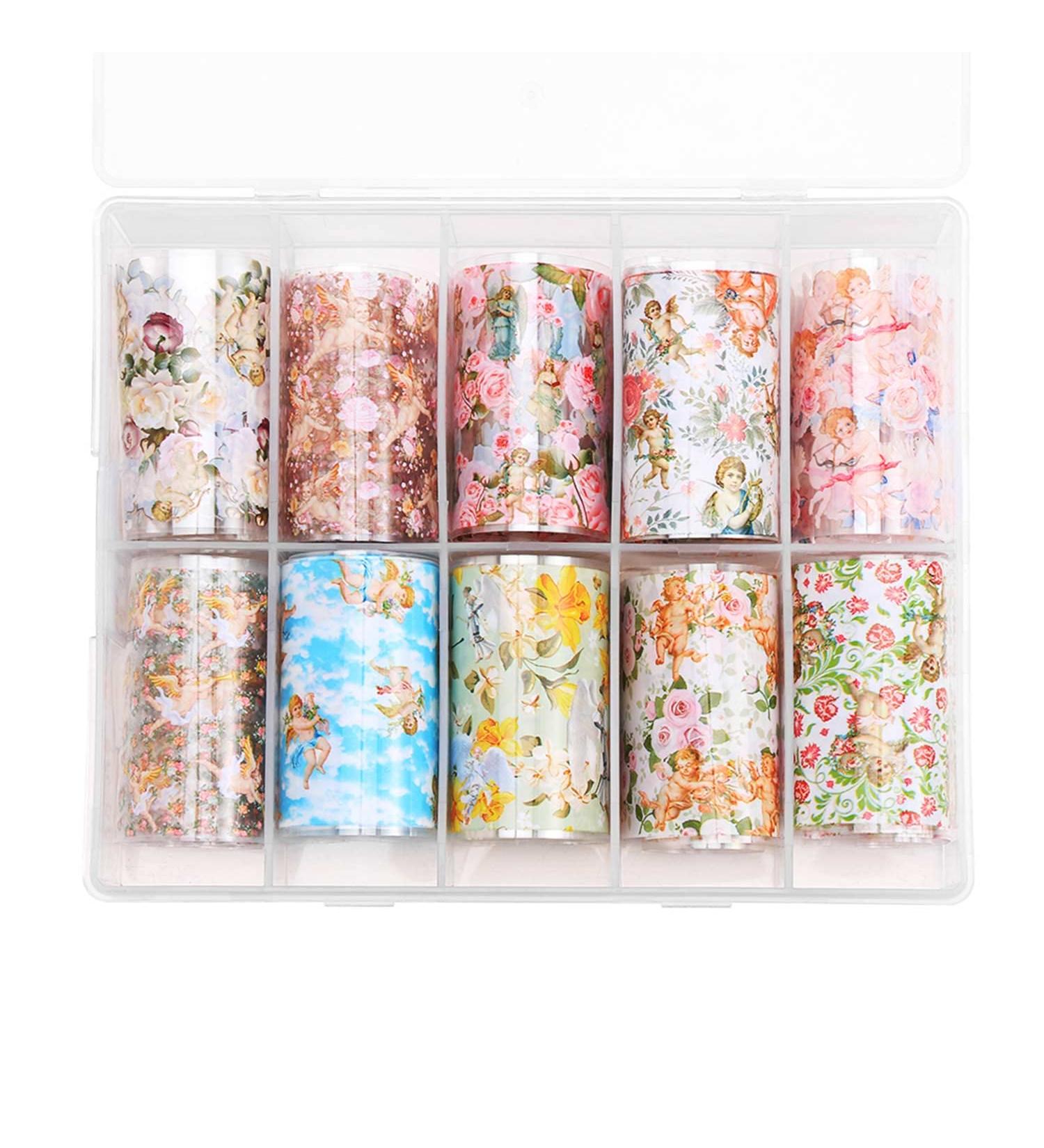 Nail Art Supplies Baroque Full Wrap Cupid Rose Flower Angel Transfer Stickers Decals Nail Foils(10) - Buy Online on GoSupps.com