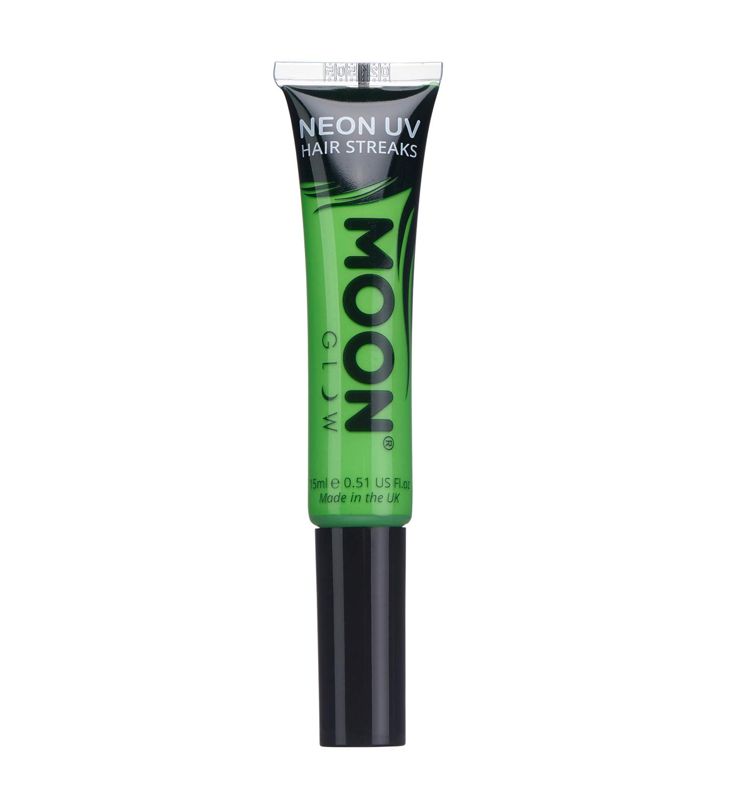 Moon Glow Neon UV Hair Colour Streaks in Green - Temporary Wash Out Hair Mascara with Bright Neon Glow for UV Lighting - Buy Online on GoSupps.com