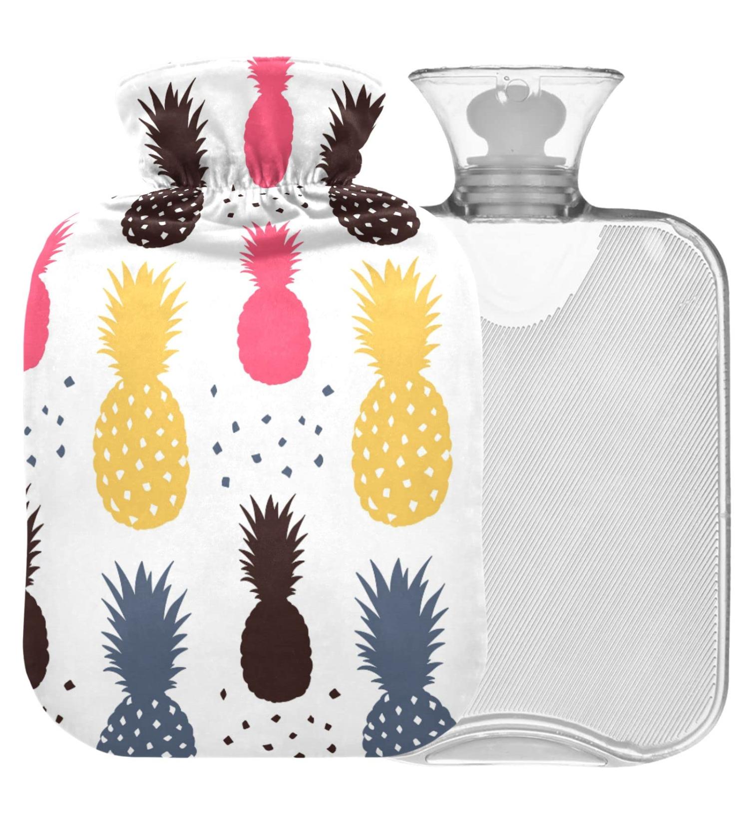 Naanle Cartoon Pineapple Water Bottle - 1L Hot Water Bottle for Bed Hand/Foot Heat Pain Relief & Cold Therapy Ideal for Home & Travel - Buy Online on GoSupps.com
