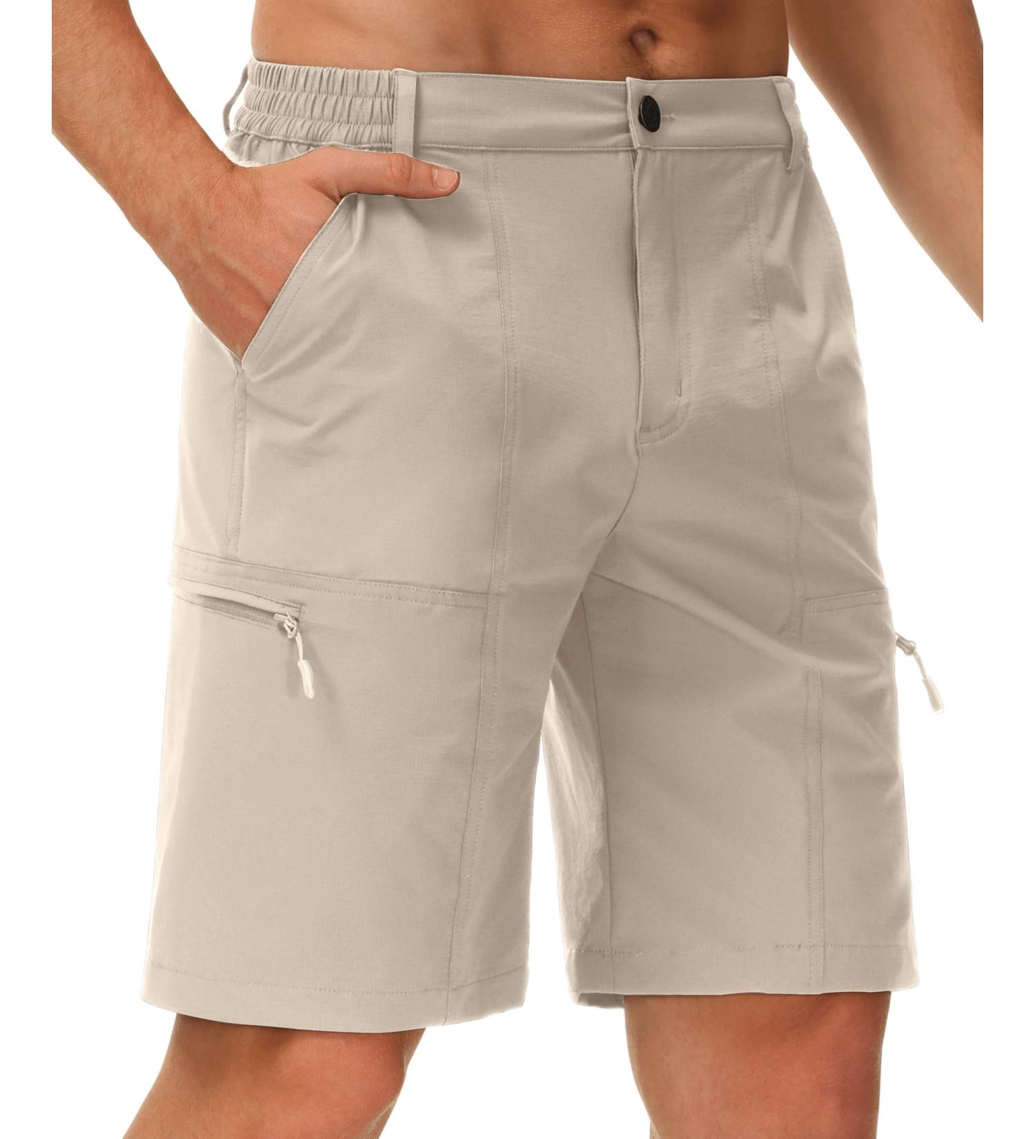 Libin Men's Hiking Shorts | Light & Quick-Drying Cargo Shorts for Summer Trekking & Outdoor Activities | Breathable Tactical Shorts in Khaki - Buy Online on GoSupps.com