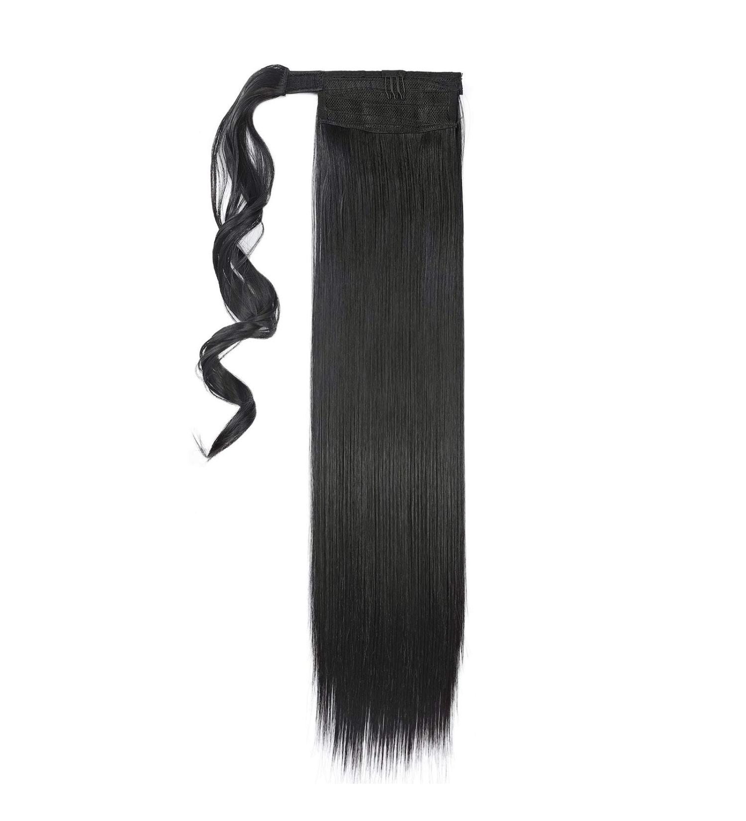 22 Inch Long Straight Wrap around Ponytail Hair Extension Magic Paste Clip in Ponytail Hair Extensions Hairpiece Natural Black - Buy Online on GoSupps.com