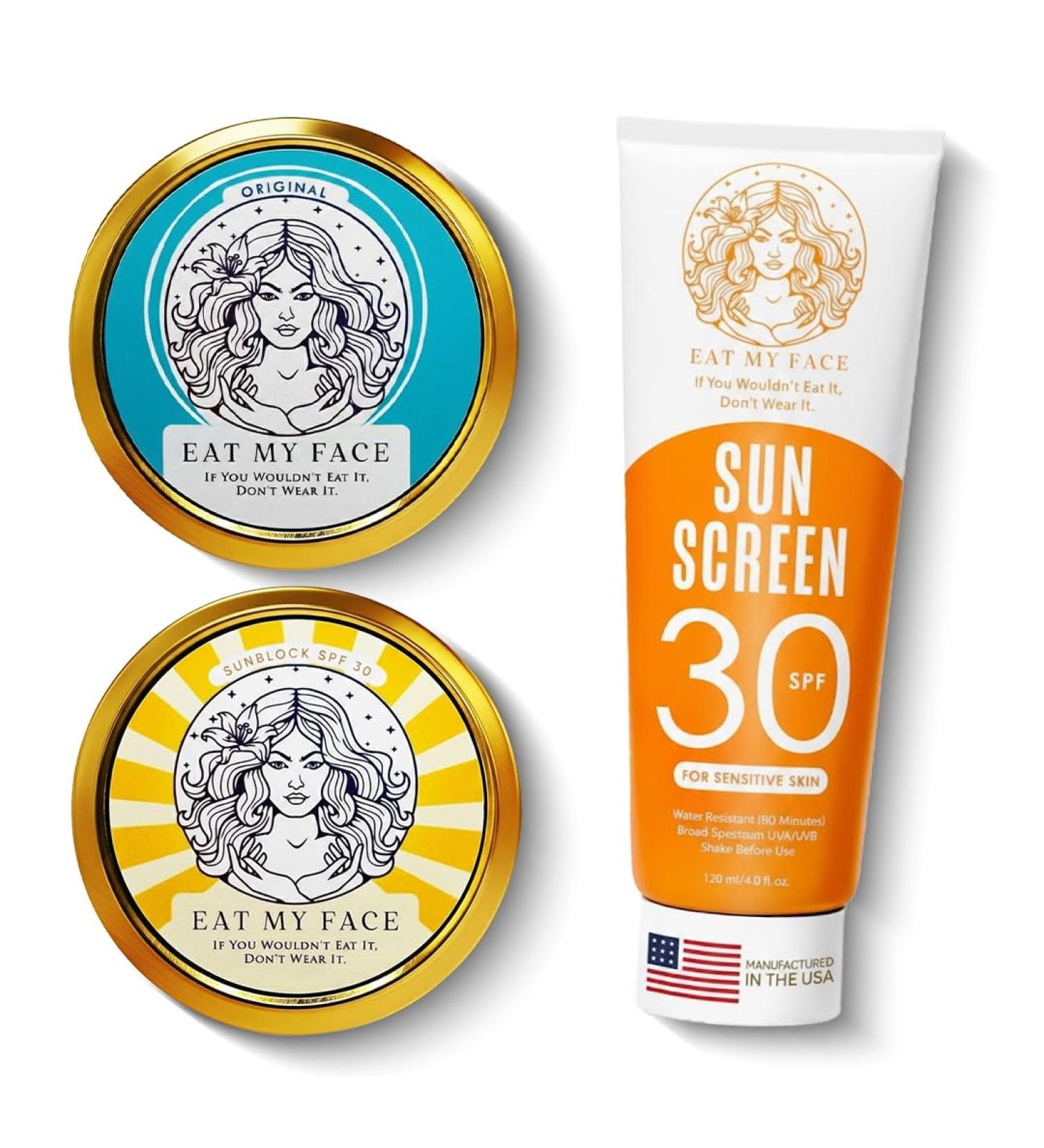 Eat My Face Beef Tallow Skin Care & Mineral Sunscreen Bundle Face & Body Moisturizer with SPF 30 Tinted & Non-Tinted Zinc Sunscreen | Daily Hydration & Sun Care Set Made in USA - Buy Online on GoSupps.com