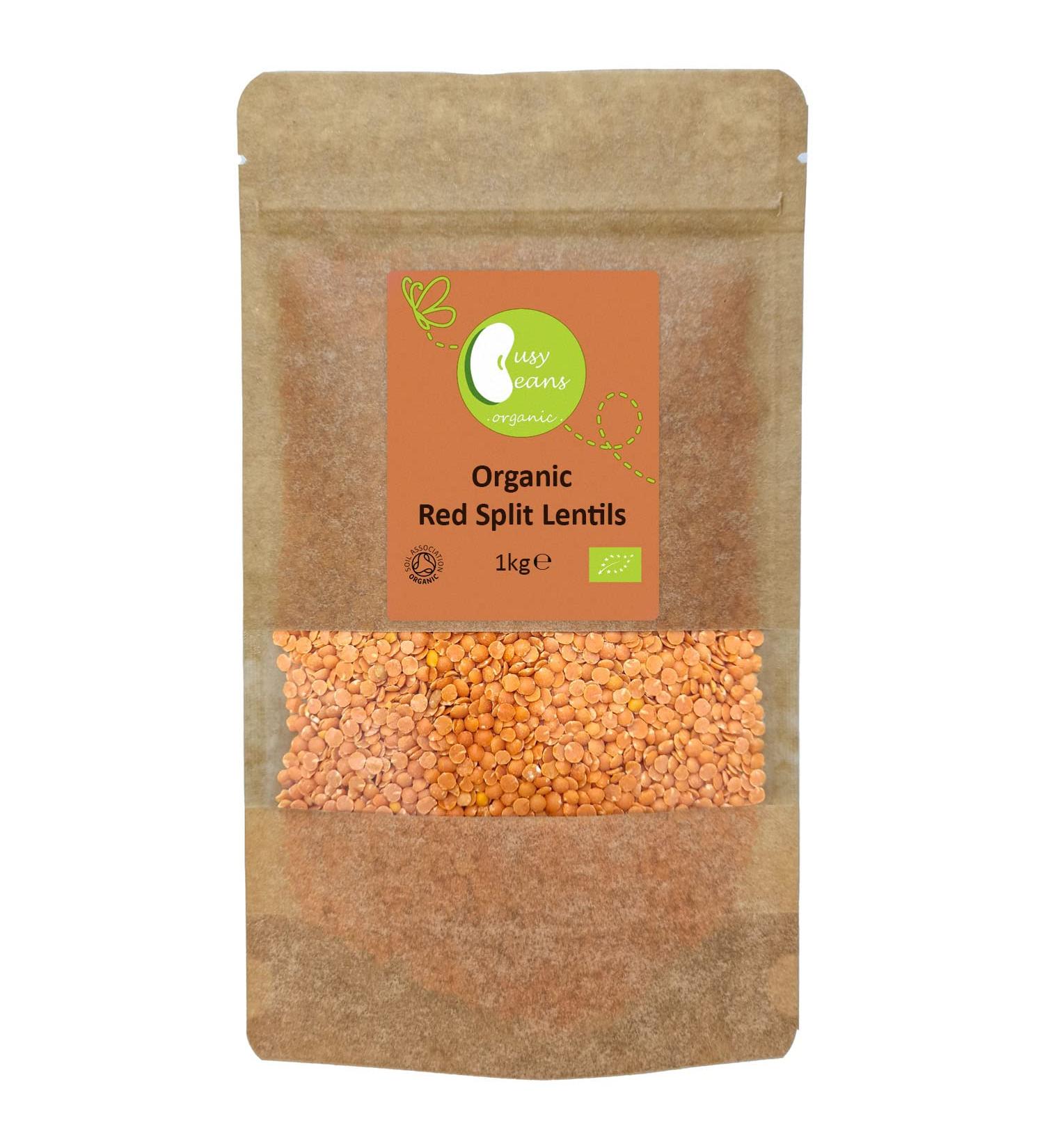 Organic Red Split Lentils -Certified Organic- by Busy Beans Organic (1kg) - Buy Online on GoSupps.com