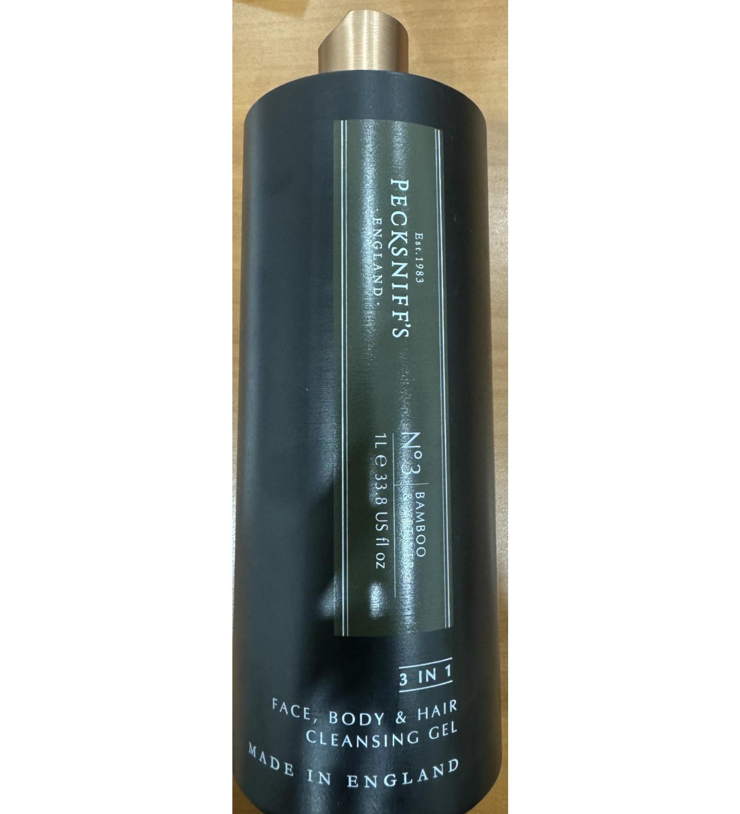 Pecksniff's Bamboo and Vetiver 3 in 1 Face Body and Hair Cleansing Gel 33.8 Fl Oz