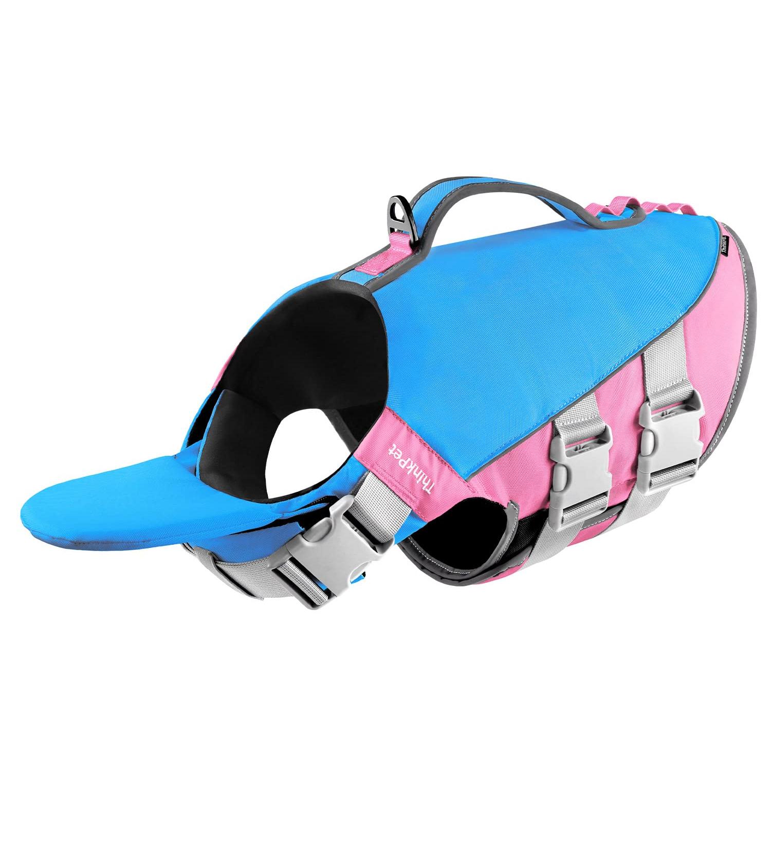 ThinkPet Adjustable Dog Life Jacket - Reflective Blue/Pink Lifesaver with Buoyancy for Safety | International Shipping - Buy Online on GoSupps.com