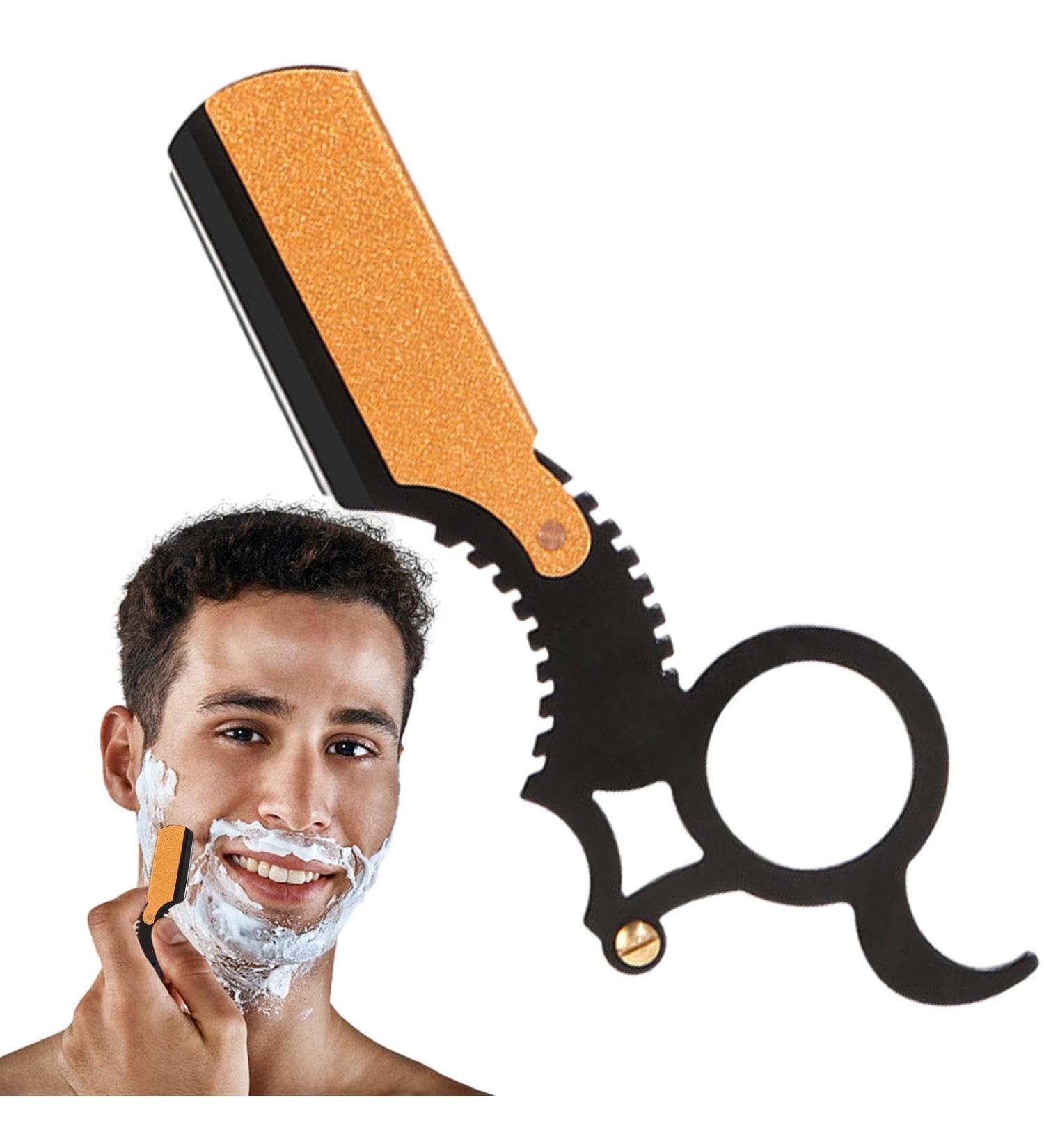 Petufun Stainless Steel Hairdresser Razor - Straight Edge Mustache Cleaner for Camping Outdoor Adventures Home & Salon - Perfect for Travel & Business Trips - Black Gold - Buy Online on GoSupps.com