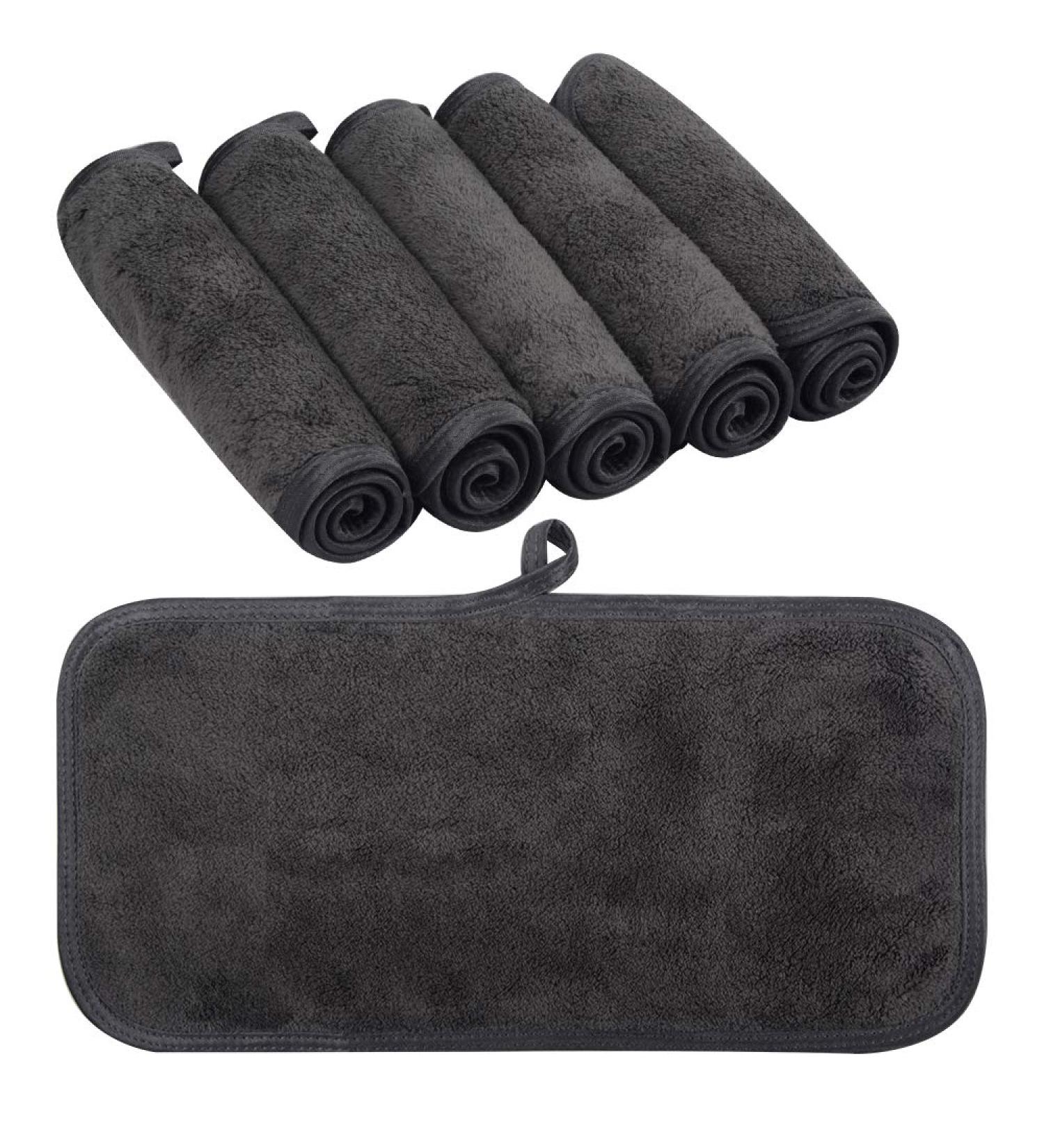 Kinhwa Microfiber Makeup Remover Cloths - Washable & Reusable 6 Pack (15x30cm) - Dark Gray - Perfect for Face Cleansing - Buy Online on GoSupps.com