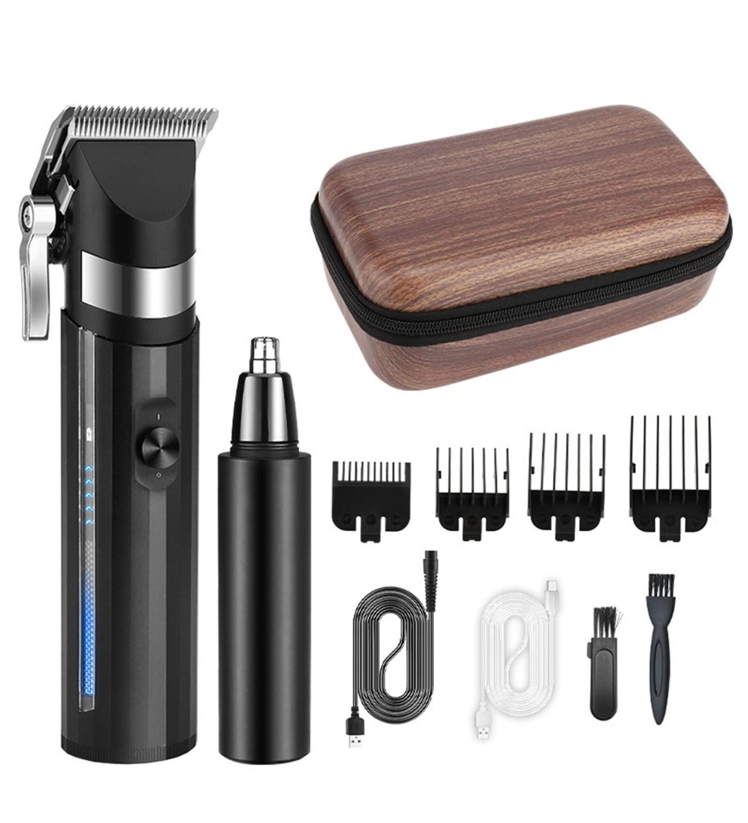 Buy Electric Hair Clippers & Nose Hair Trimmer 2 in 1 Set - Digital Display Adjustable Cutter Head - Men's Grooming Kit for International Shipping - Buy Online on GoSupps.com