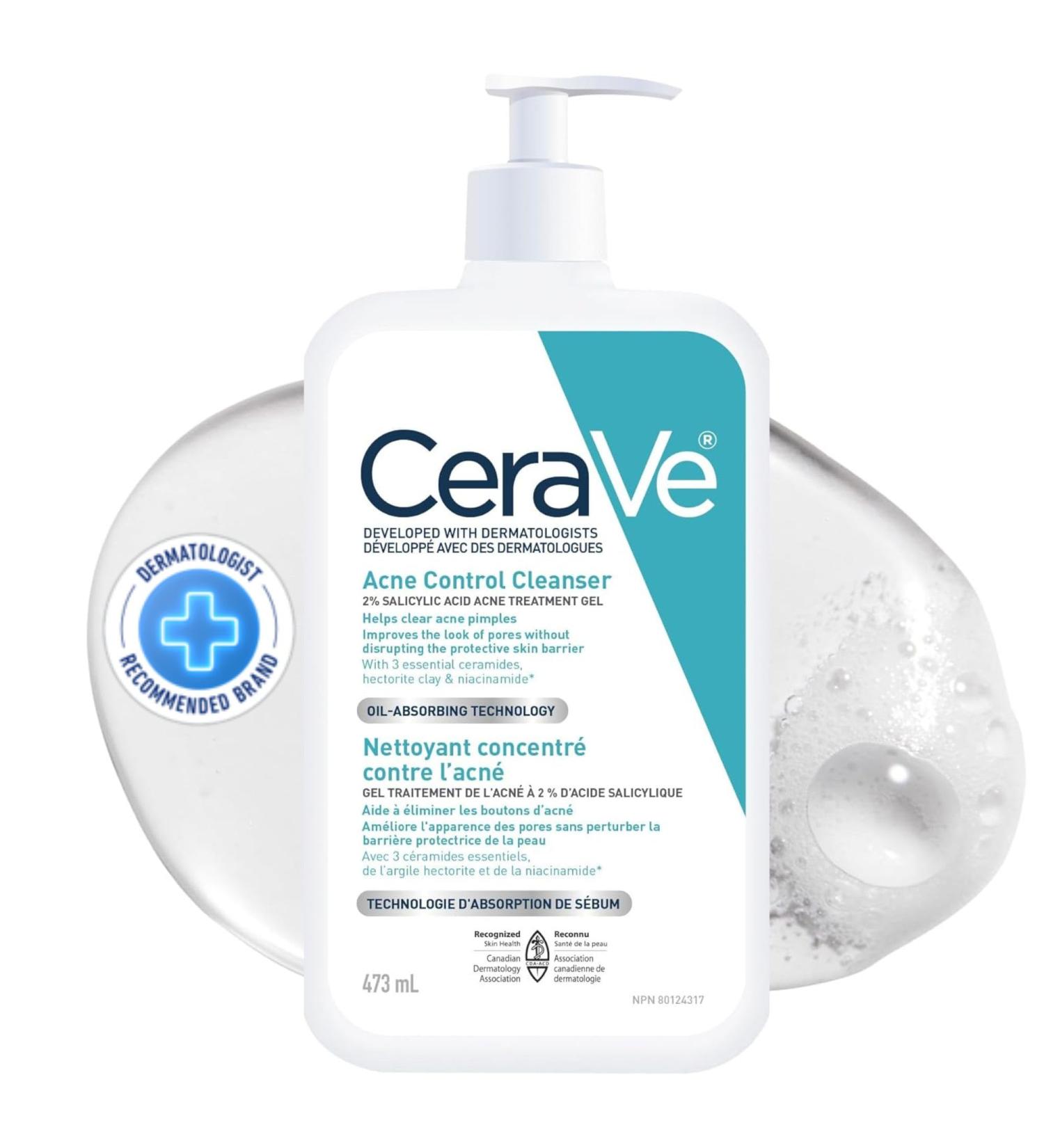 CeraVe Acne Control Cleanser | 2% Salicylic Acid Face Wash with Purifying Clay for Oily Skin and Blackheads | Fragrance-Free Paraben-Free & Non-Comedogenic | 473 mL ACNE CONTROL CLEANSER 473ml