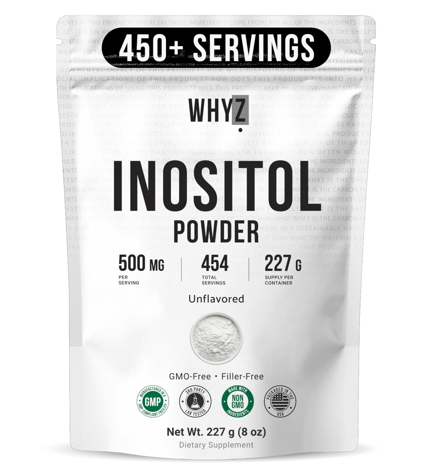 Inositol Powder 8oz Natural Inositol Supplement for Ovarian Support Fertility and Hormonal Balance Pure Inositol Powder Inositol Supplement for Energy Brain Health 454 Servings - Buy Online on GoSupps.com