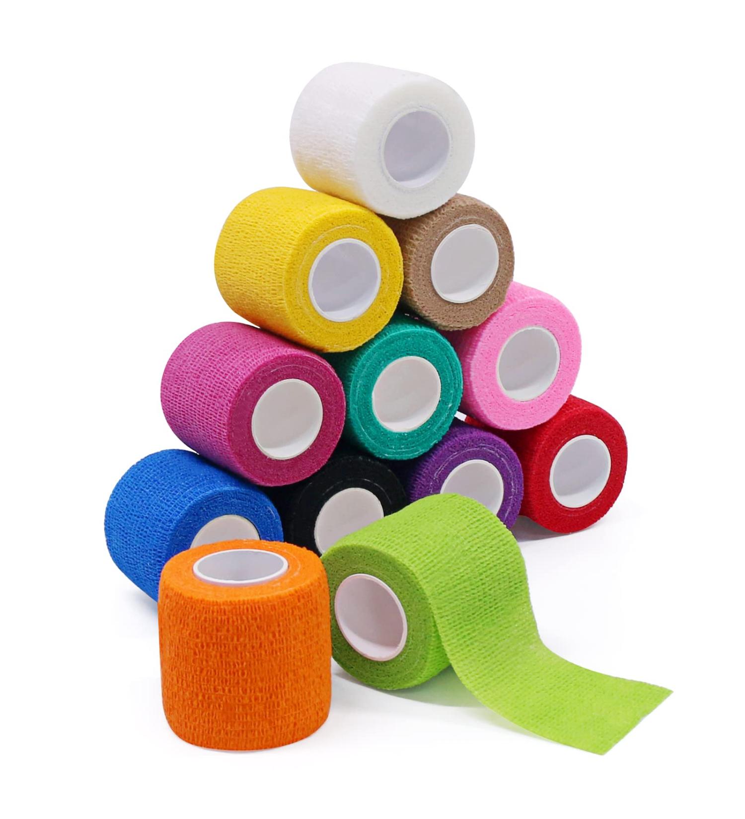 Self Adhesive Elastic Bandage Wrap - ForTomorrow 24 Pack 2 x 5 Yards - Breathable, Waterproof, Assorted Colors - Ideal for First Aid, Sports, and Pet Care - Buy Online on GoSupps.com