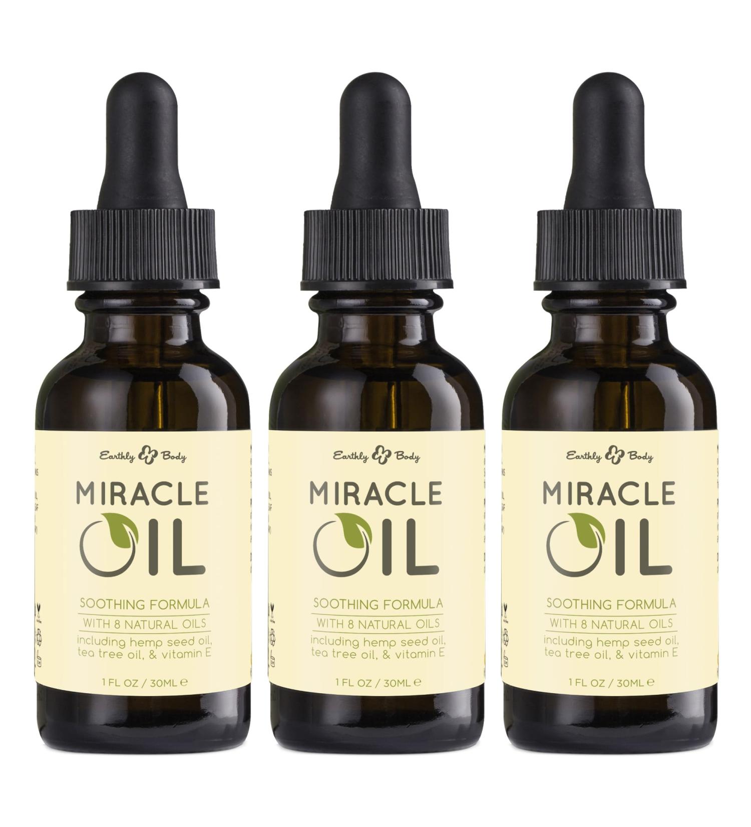 Earthly Body Miracle Oil - 100% All Natural | 3 Pack (1 oz Each) | Best for Skin & Hair Care - International Shipping - Buy Online on GoSupps.com