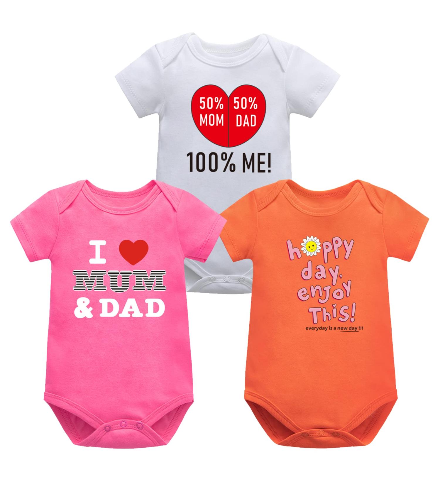 Bestele Baby Bodysuits 3-Pack for Newborn Boys and Girls | Cotton Short Sleeve Onesies Set | Infant Coveralls | 0-24 Months - Buy Online on GoSupps.com