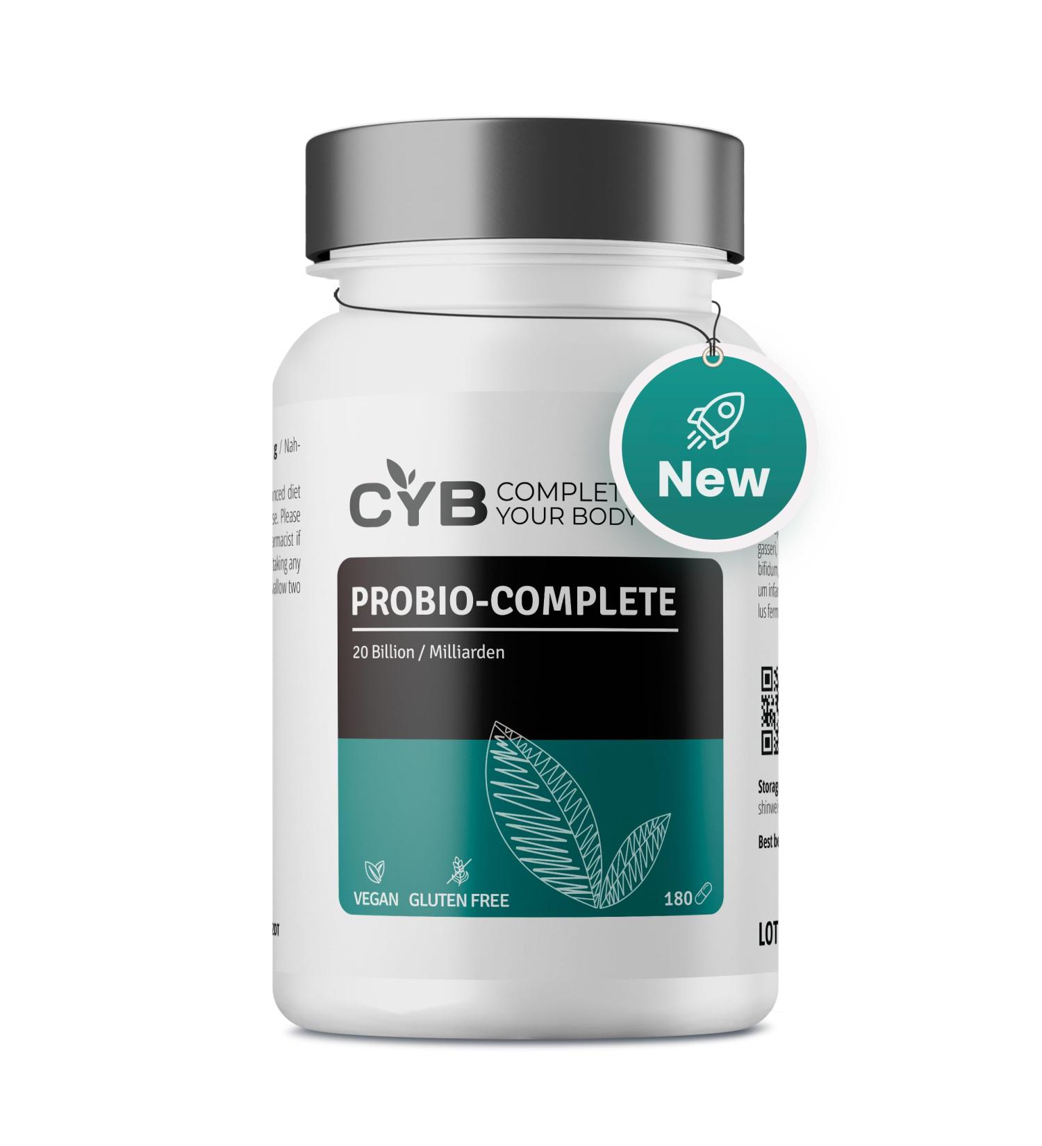 Cyb | Probio Complete Cultures Complex - 20 Billion KBE Lactobacilli & Bifidobacteria - Inulin - 180 Vegan Capsules - Health Supplement - 3-Month Supply - Buy Online on GoSupps.com