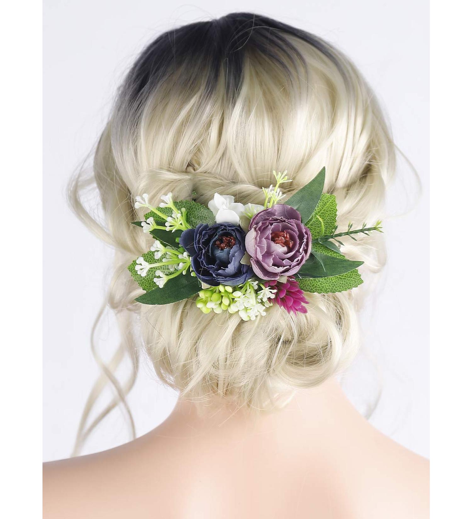 Anglacesmade Bridal Burgundy Flower Hair Clip Floral Hair Comb Wedding Hairpiece Blush Headpiece Wedding Hair Accessories Prom Bride Bridesmaid Flower Girl Hair Jewelry for Women and Girls - Buy Online on GoSupps.com