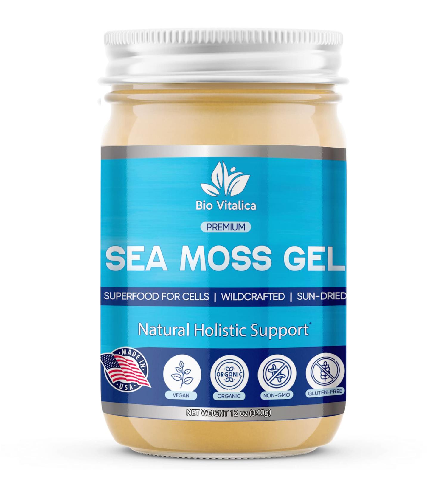 Sea Moss Gel by BioVitalica - Organic Irish Sea Moss Gel - Premium Quality Dr Sebi Vegan Superfood - 100% Natural 12oz - Buy Online on GoSupps.com
