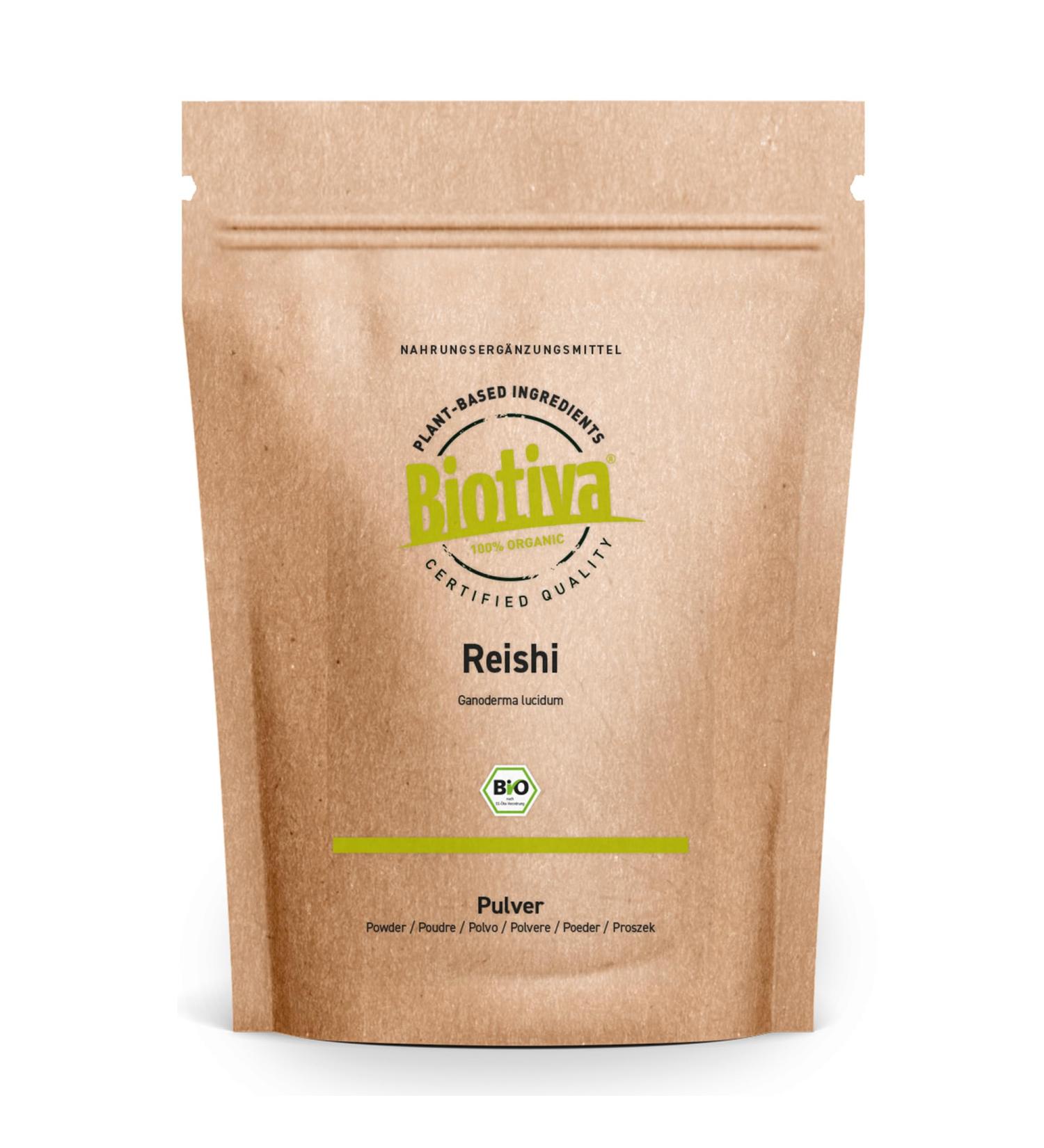 Good Organics Biotiva Reishi powder organic 250g 2x125g Ganoderma lucidum Shiny lacquer porling Vital mushroom immortal mushroom without additives Vegan bottled in Germany - Buy Online on GoSupps.com
