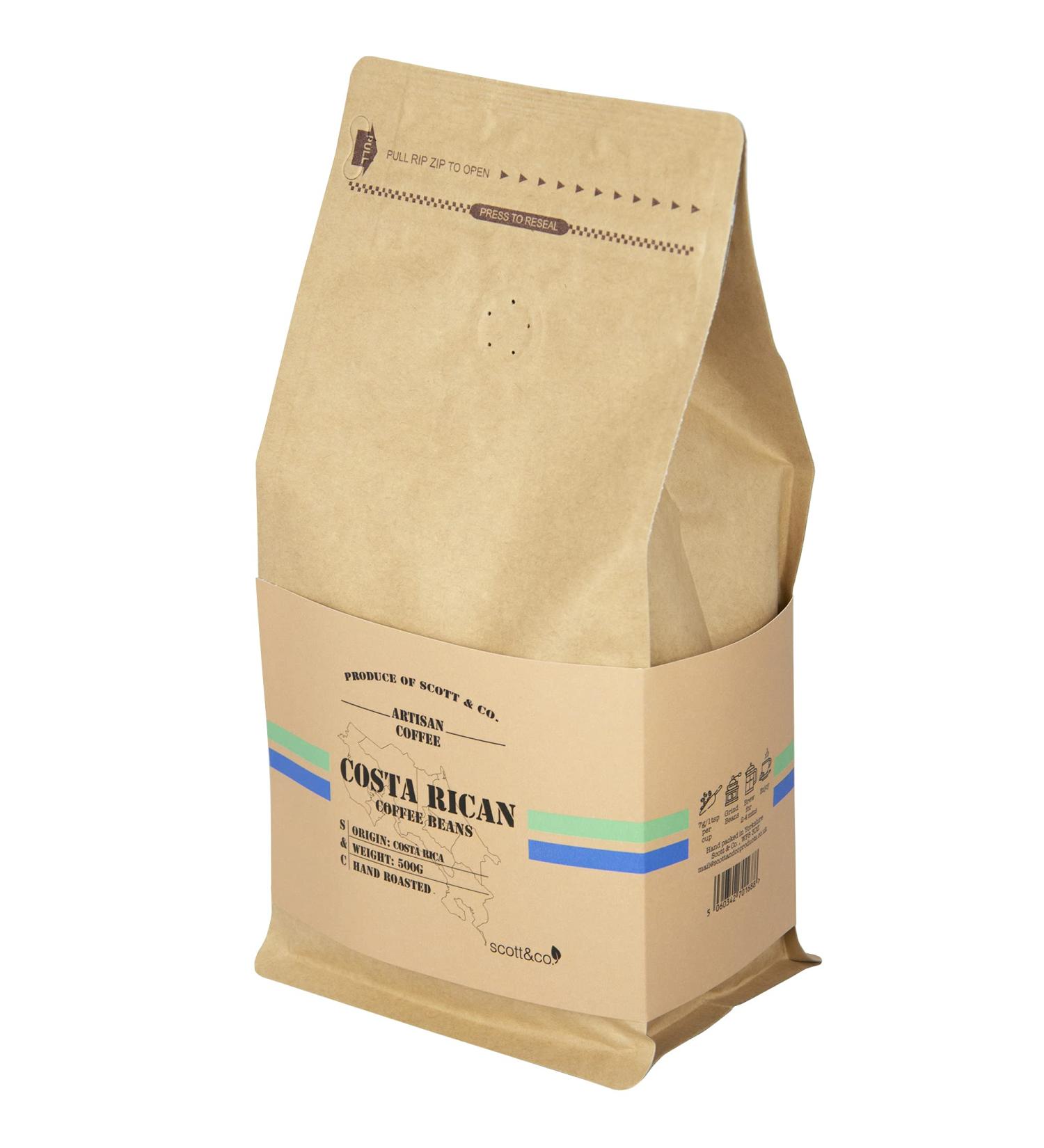 Costa Rican 100% Arabica Medium Roast Whole Coffee Beans - Single Origin 500g - Buy Online on GoSupps.com