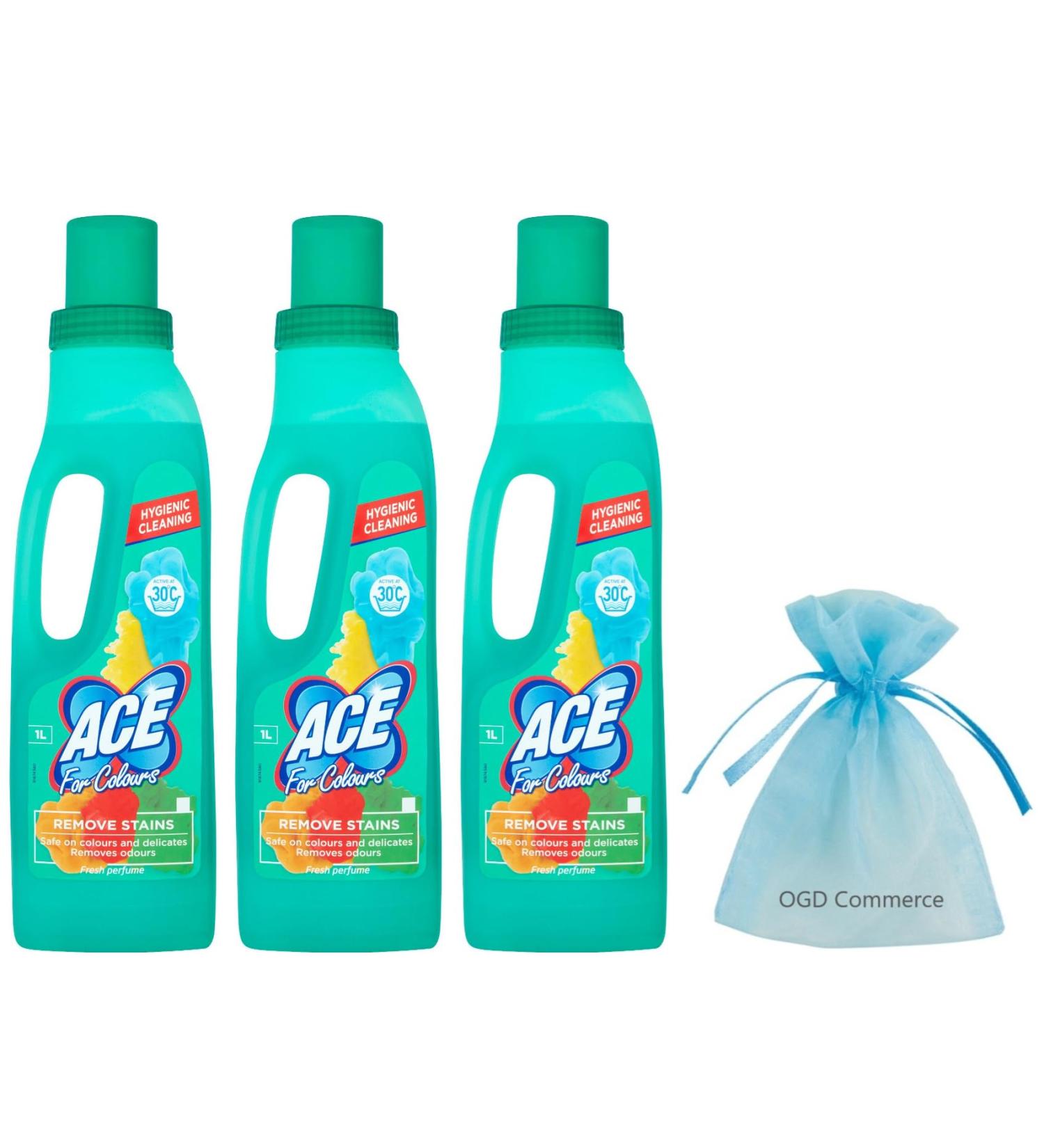 Ace for Colours Remove stains Hygienic Cleaning 1L Fresh Perfume 3Pack + Gift For you Organza small bag - Buy Online on GoSupps.com