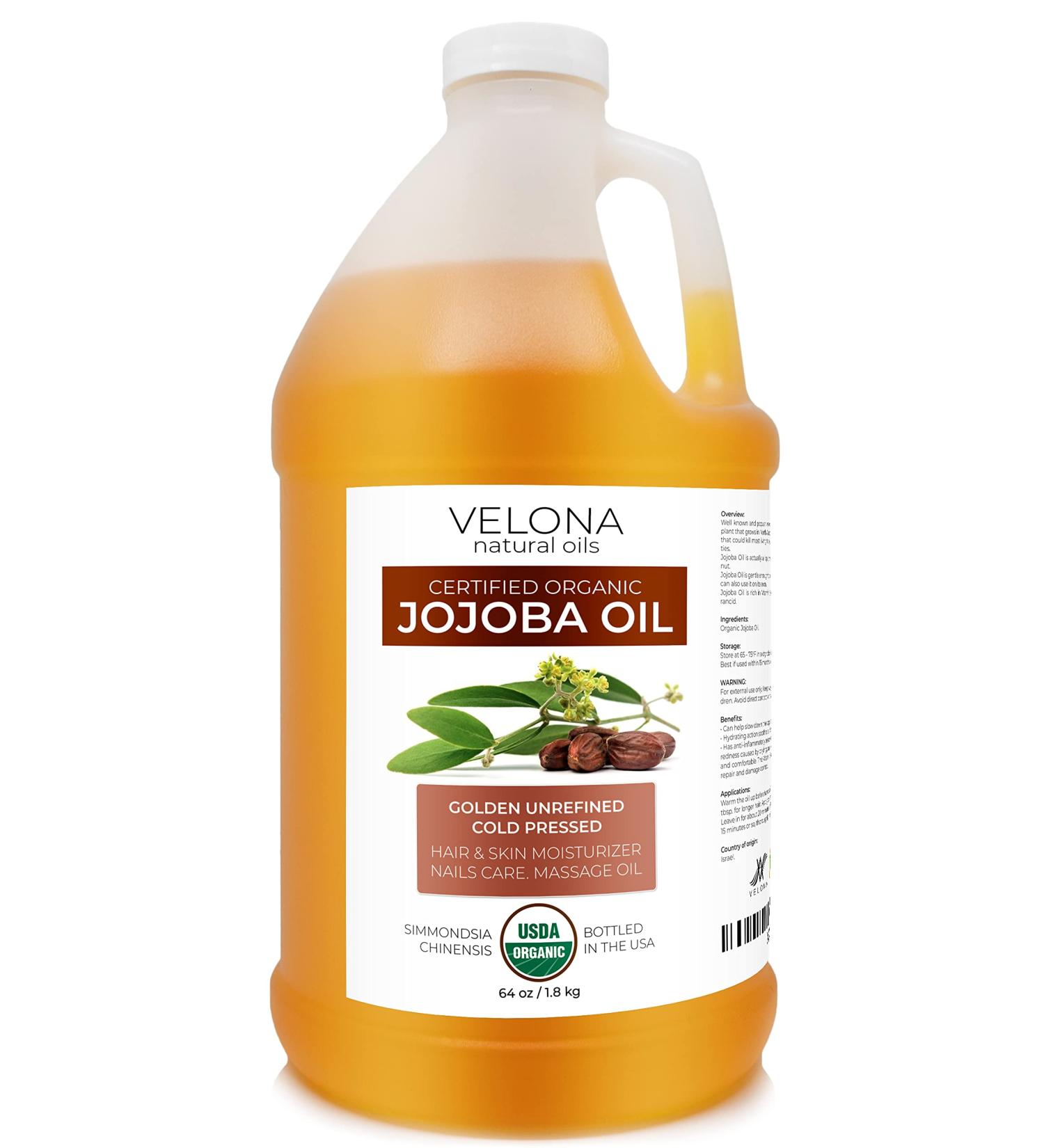 Organic Jojoba Oil USDA Certified - 64 oz | 100% Pure Cold Pressed Hexane Free | Moisturizing Face Hair Body Skin Care - Stretch Marks & Cuticles - Buy Online on GoSupps.com