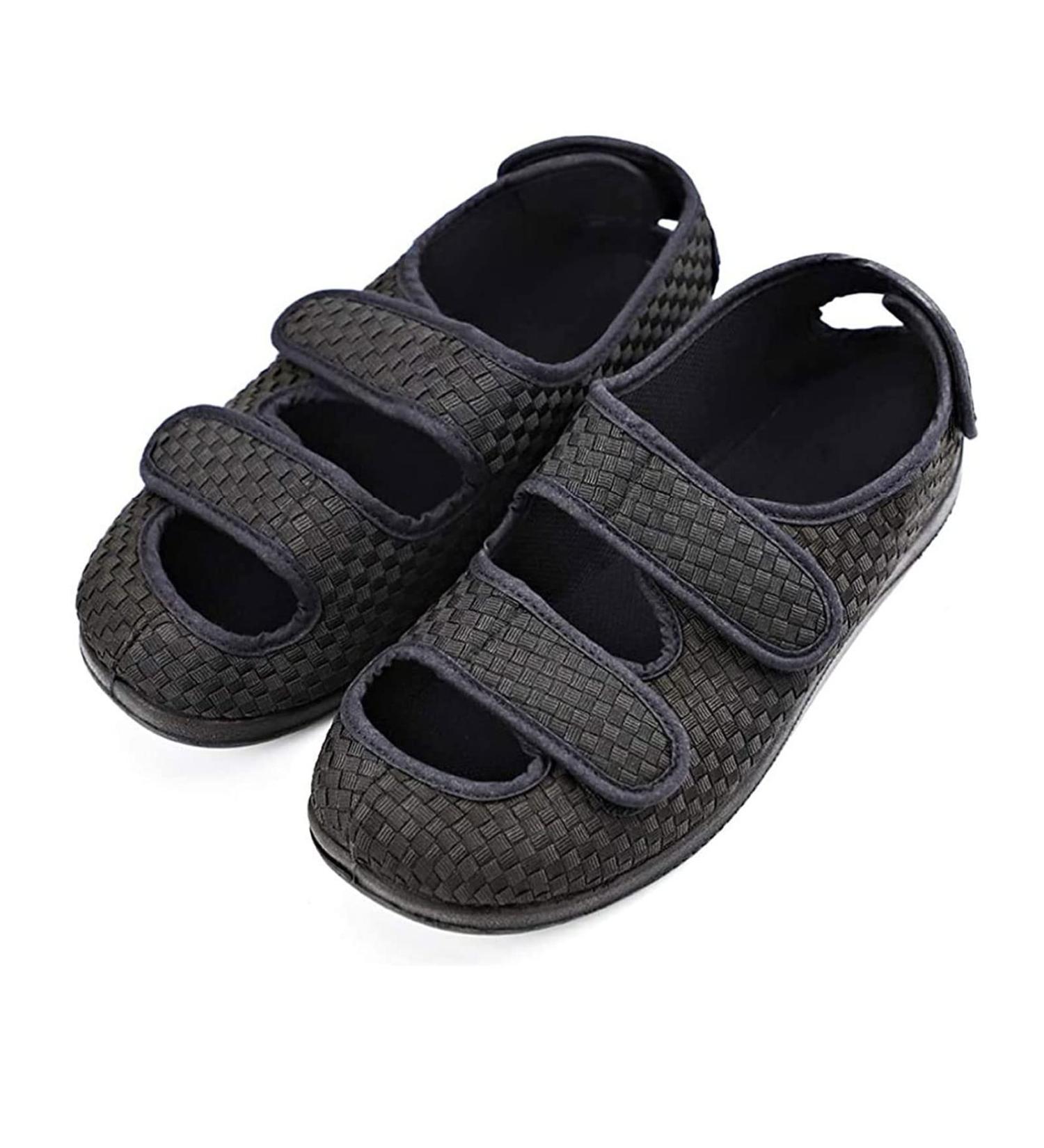 Women's Extra Wide Diabetic Orthopedic Sandals for Swollen Feet - Adjustable Velcro, Arthritis & Edema Footwear | Comfy Breathable Walking Slippers - Size 34, Black - Buy Online on GoSupps.com