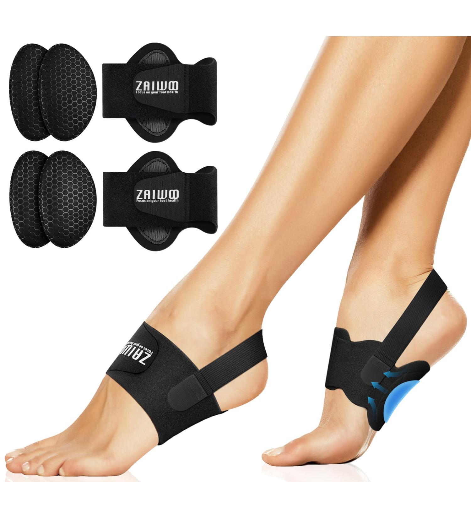 Arch Support Strap for Plantar Fasciitis Relief - Non-Slip Wearable with 2 Pairs of Adjustable Arch Pads for Flat Feet & High Arches - Black - Buy Online on GoSupps.com
