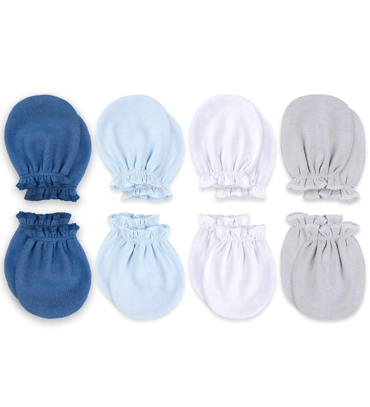 Kiddycare Organic No Scratch Mittens 8-Pack for Newborns - Soft, Warm Baby Gloves Essential for Newborn Care - Ocean Solid Colors - Buy Online on GoSupps.com