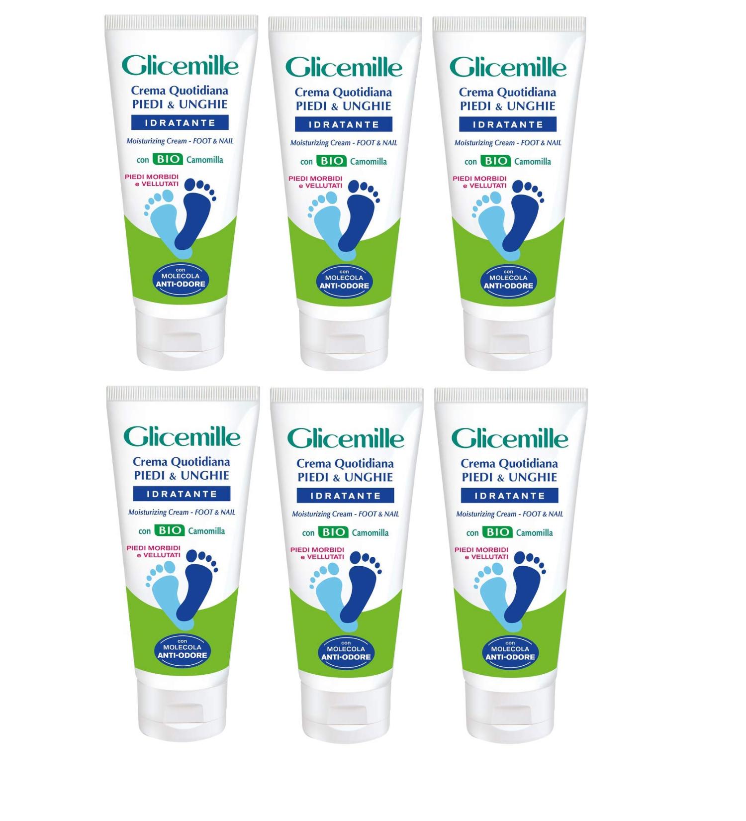 Glicemille Set of 6 Organic Foot Creams Moisturising 100 ml Pedicure Multicoloured Unique