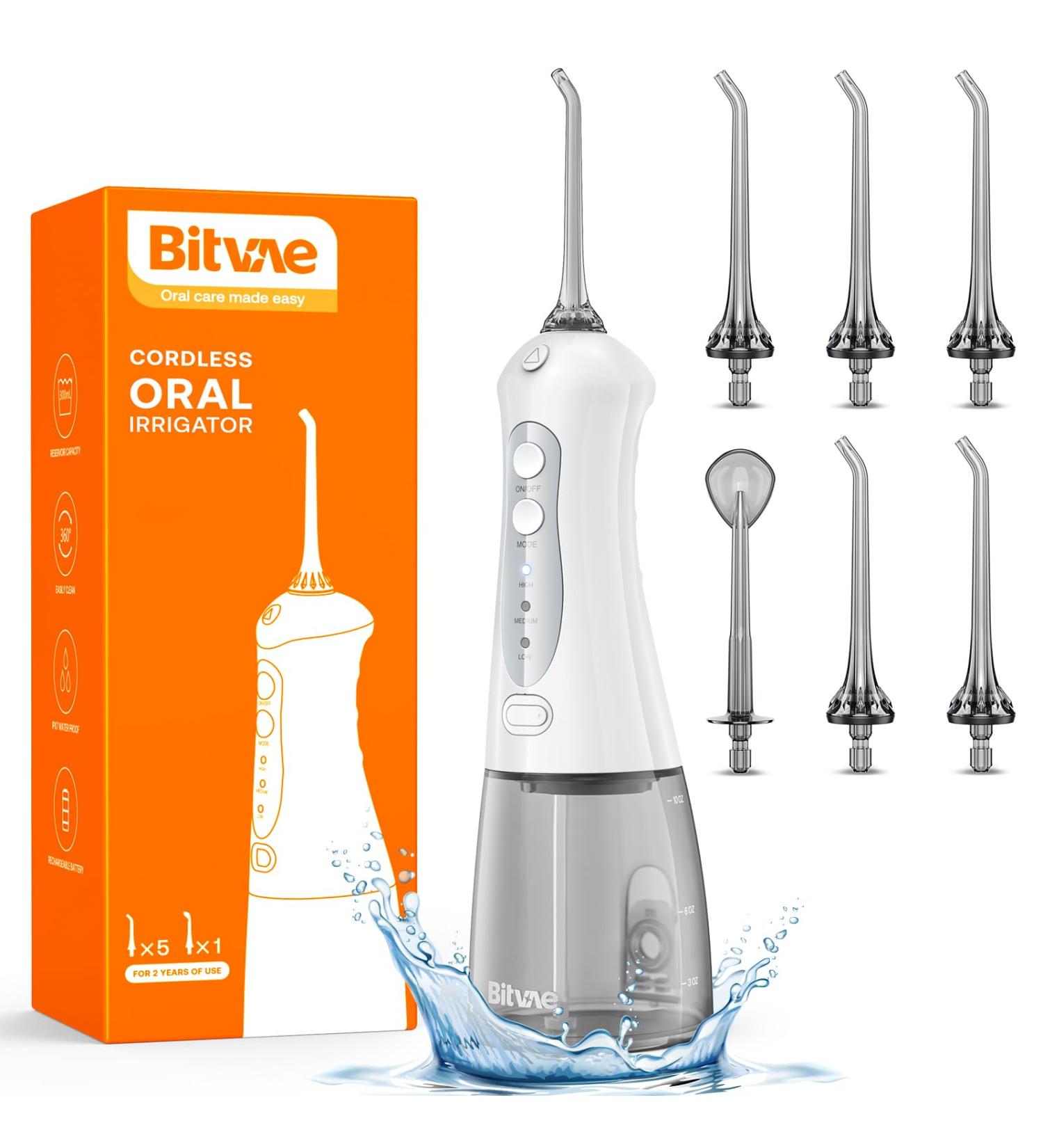 Buy Bitvae Cordless Water Flosser | 6 Jet Tips 3 Modes for Ultimate Oral Care | Ultra-Fine 0.06mm Water Stream | International Shipping Available - Buy Online on GoSupps.com