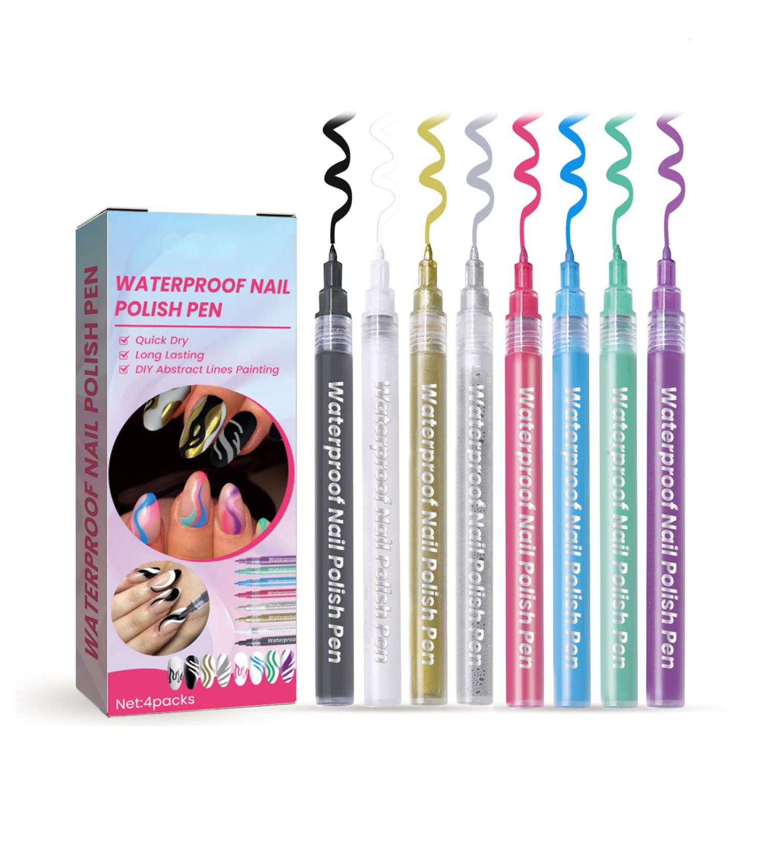 Hearnfox Nail Art Pen 3D Graffiti Drawing Dotting Paint Waterproof Polish Marker DIY Decor - Blue - Buy Online on GoSupps.com