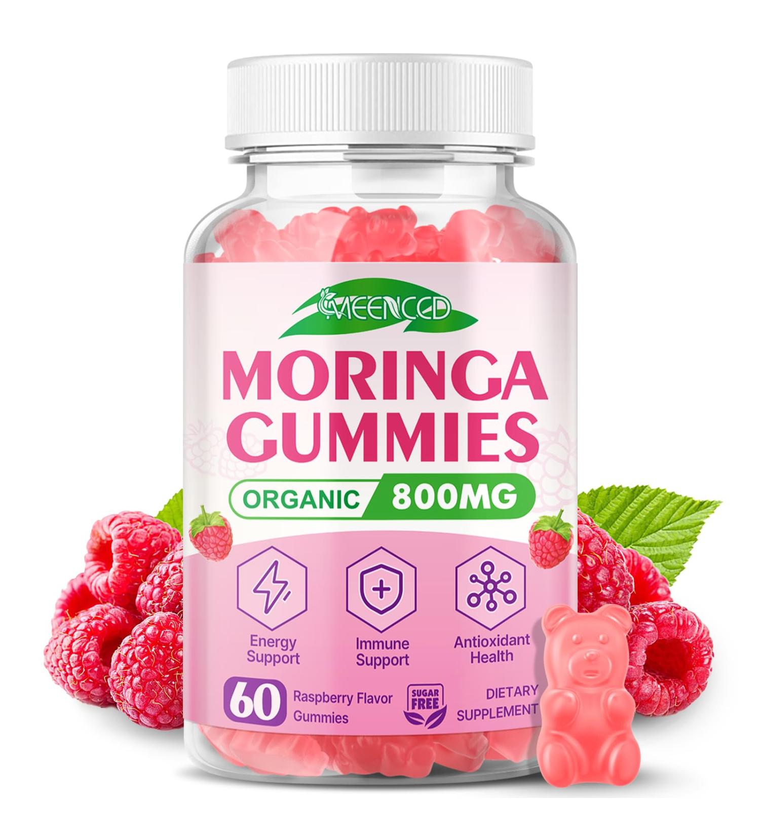 Moringa Gummies - Pure Moringa Leaf Supplement for Adults Energy Immune & Skin Health Superfood Rich in Essential Vitamins Antioxidants & Amino Acids Sugr-Free Raspberry Flavor 60 Count 60 Count (Pack of 1) - Buy Online on GoSupps.com