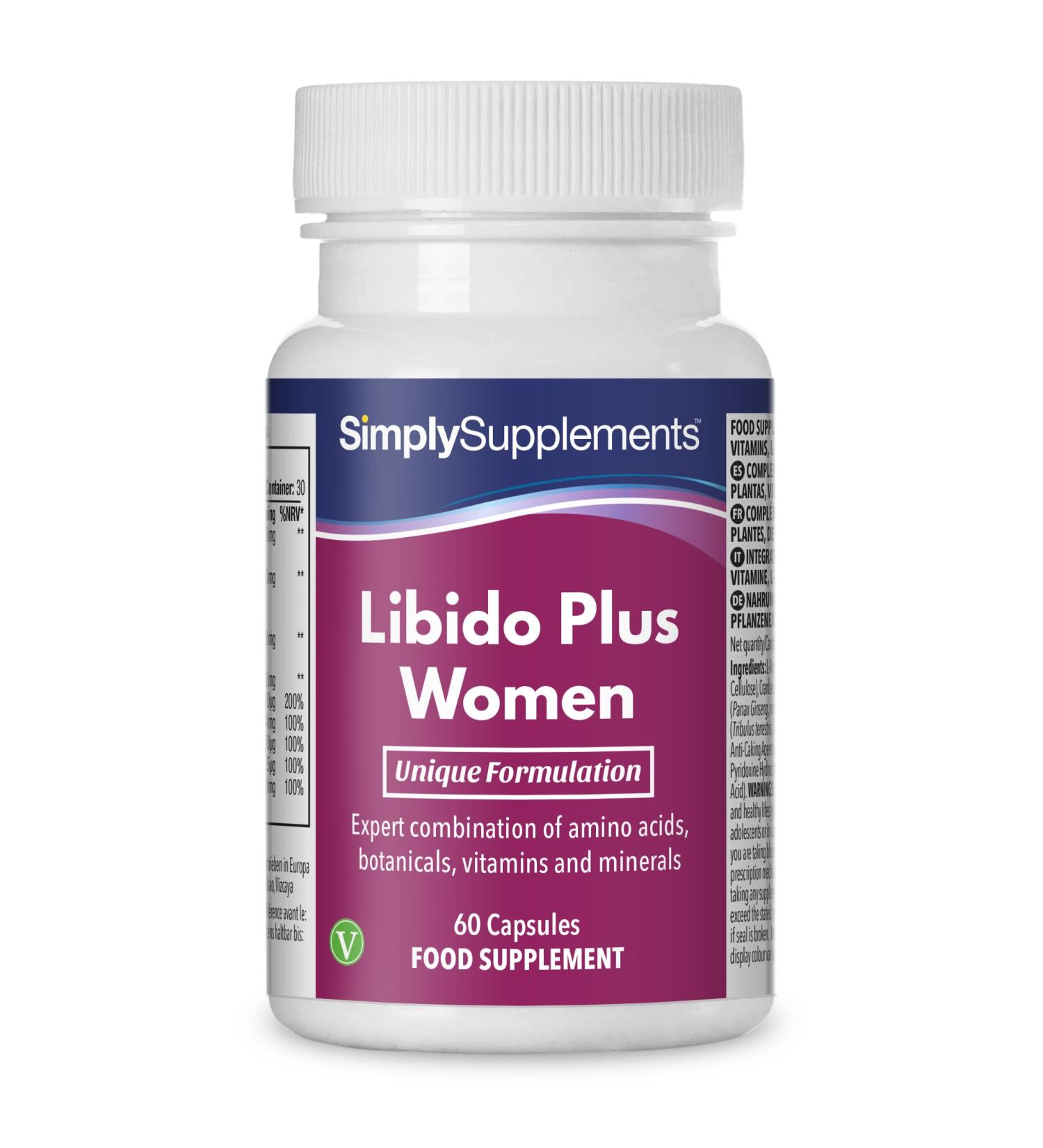 Libido Plus For Women | Suitable for Vegans & Vegetarians | 60 Capsules Up to 1 Month of Benefits | Made in the UK - Buy Online on GoSupps.com