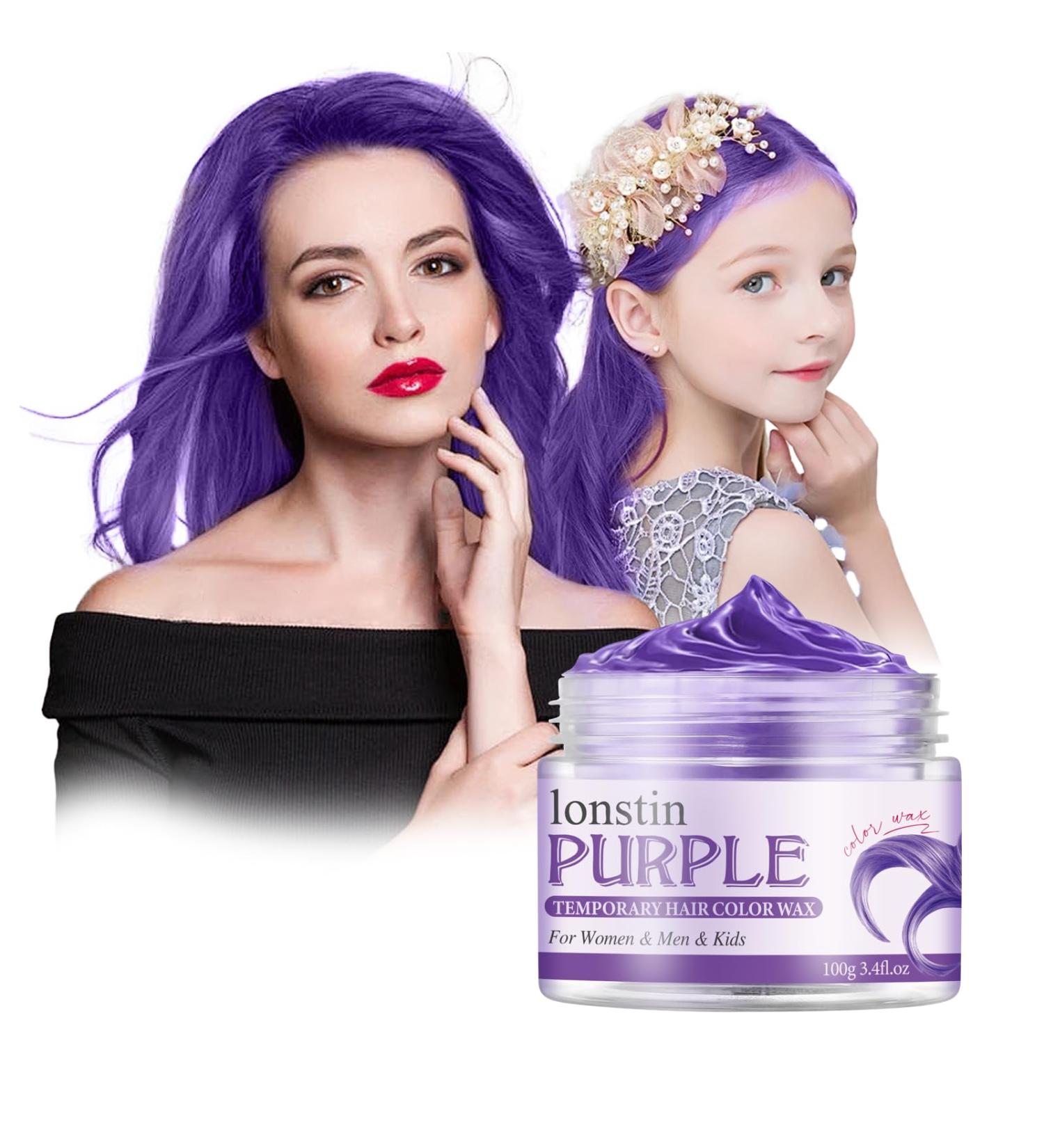Lonstin Purple Temporary Hair Color Wax - Wash Out Dye for Men & Women | Perfect for Christmas Halloween & Role Playing - Buy Online on GoSupps.com