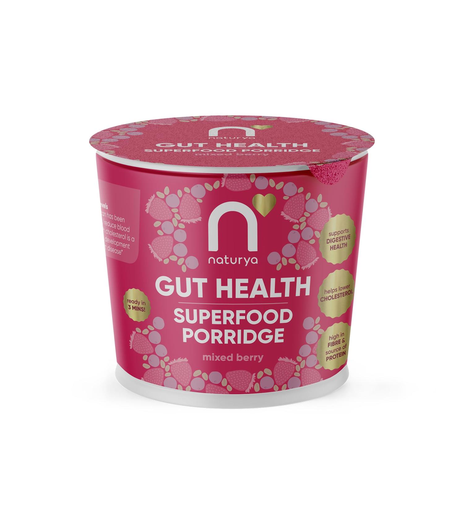 Naturya Mixed Berry Gut Health Superfood Porridge 12 x 55g - High Fiber, Calcium, Protein - Buy Online on GoSupps.com